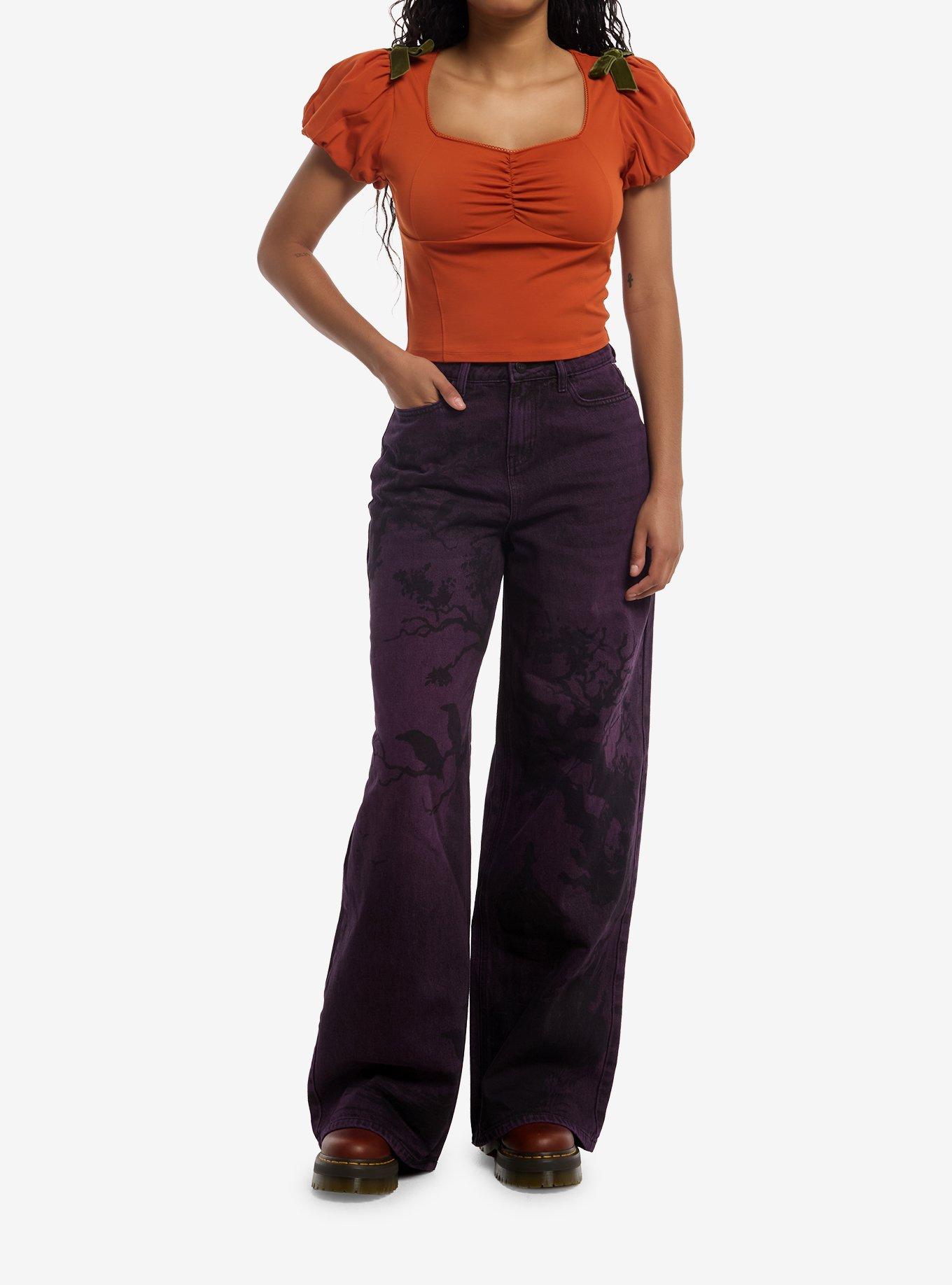 Thorn & Fable Pumpkin Green Ribbon Girls Top, , hi-res