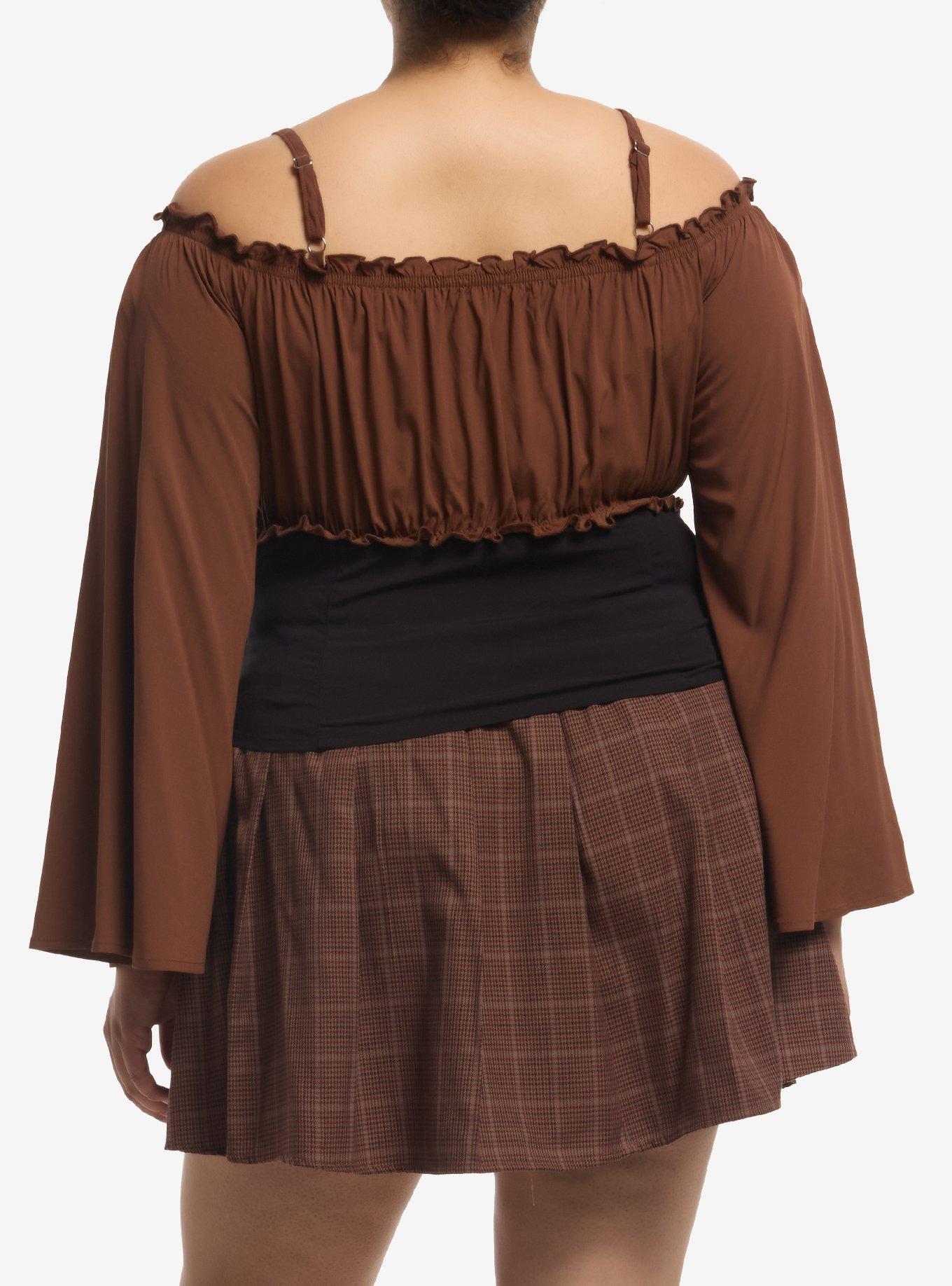 Thorn & Fable Autumn Leaf Corset Girls Cold-Shoulder Top Plus Size, MULTI, alternate - view 3