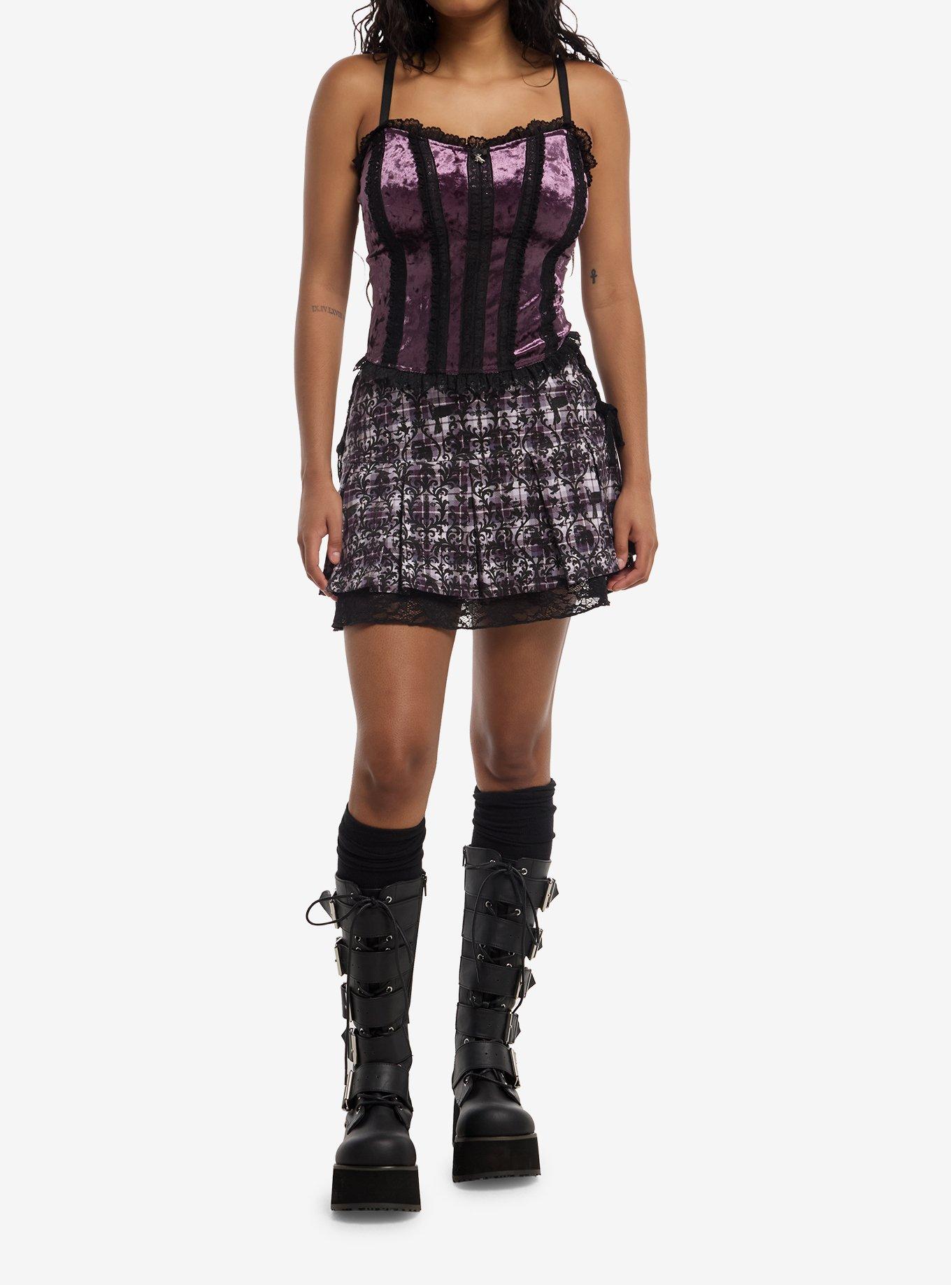 Cosmic Aura Lace Trim Suede Girls Corset Cami, , hi-res
