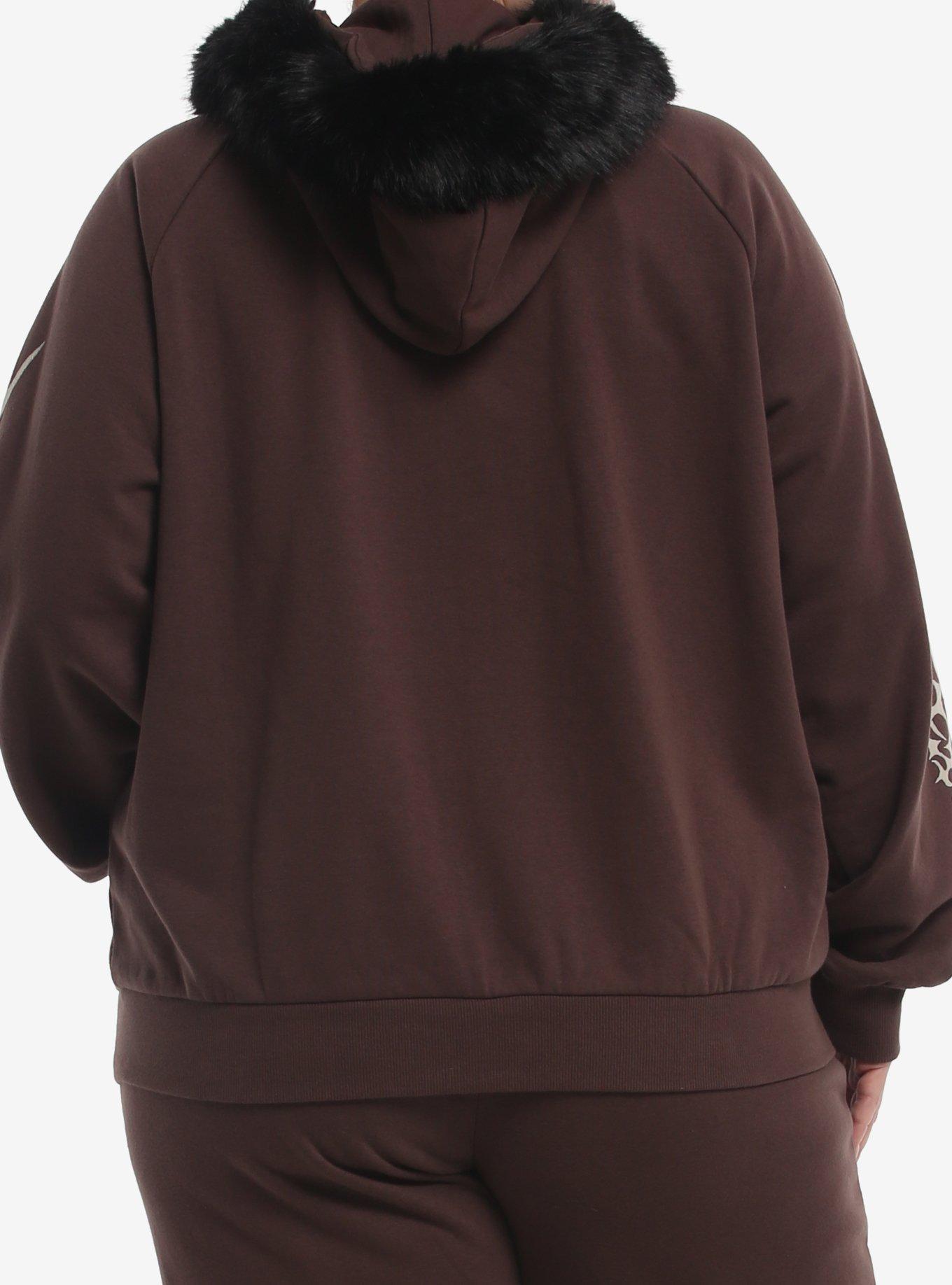Social Collision Cyber Sigil Fur Trim Girls Hoodie Plus Size, , hi-res