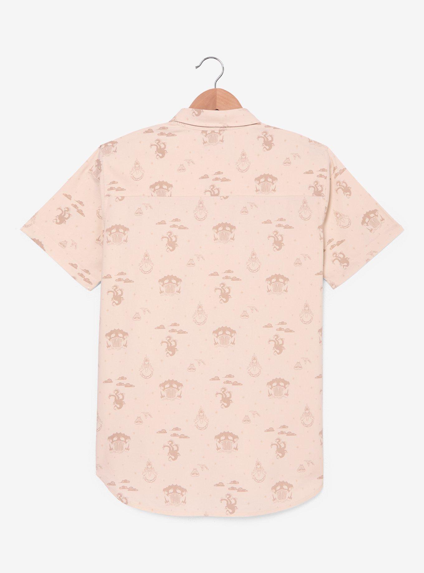 Disney Hercules Hades Tonal Icons Allover Print Woven Button-Up - BoxLunch Exclusive, , hi-res