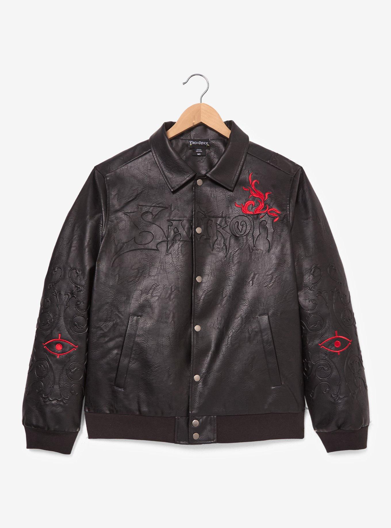 The Lord of the Rings Sauron Faux Leather Bomber Jacket - BoxLunch Exclusive, BLACK, alternate - view 3