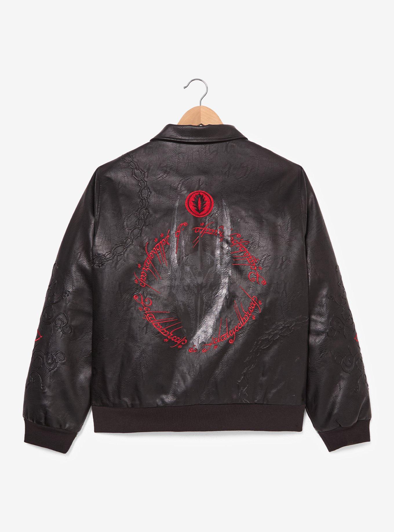 The Lord of the Rings Sauron Faux Leather Bomber Jacket - BoxLunch Exclusive, BLACK, alternate - view 4