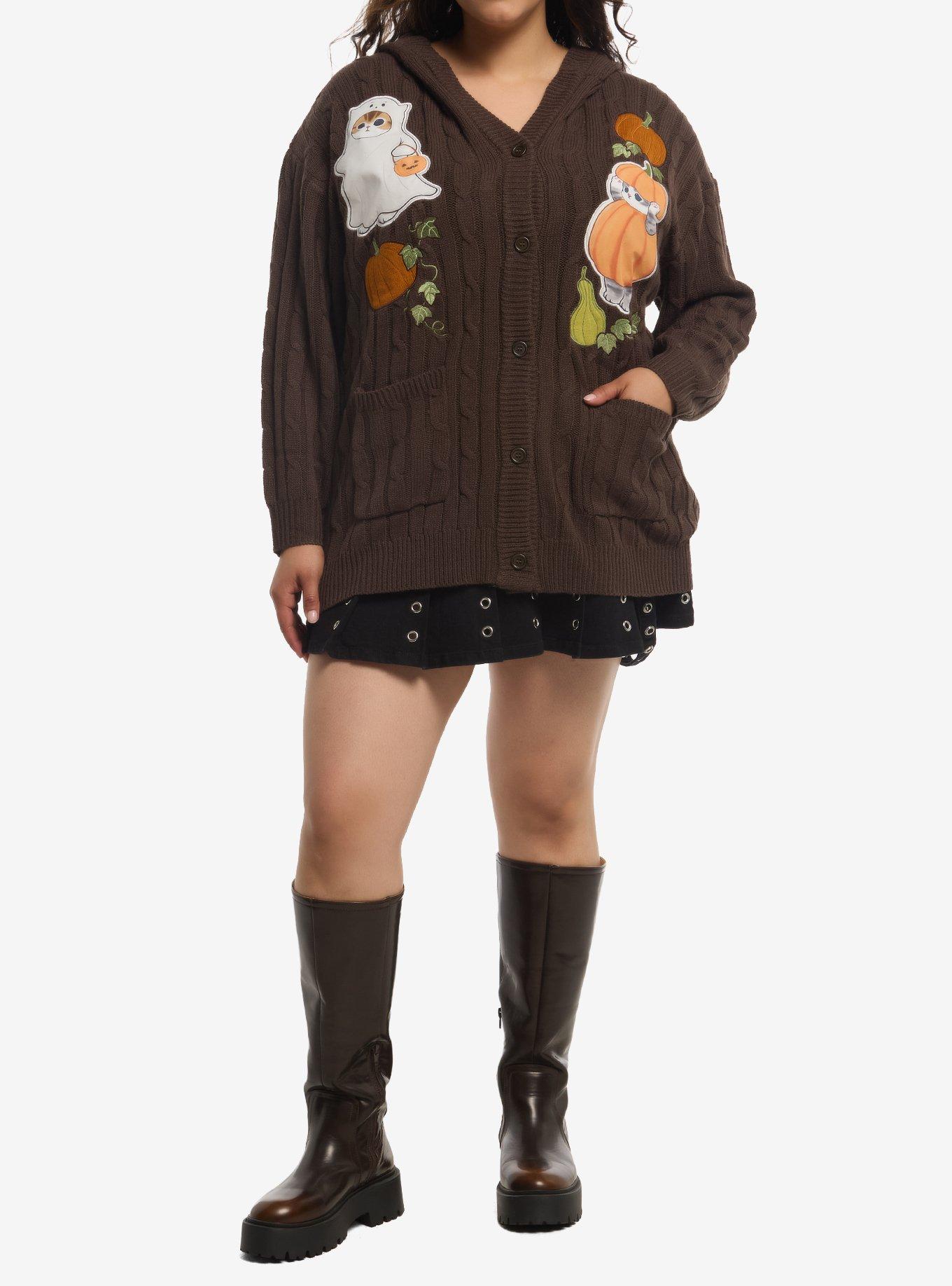 Mofusand Halloween Cable Knit Girls Cardigan Plus Size, MULTI, alternate - view 3