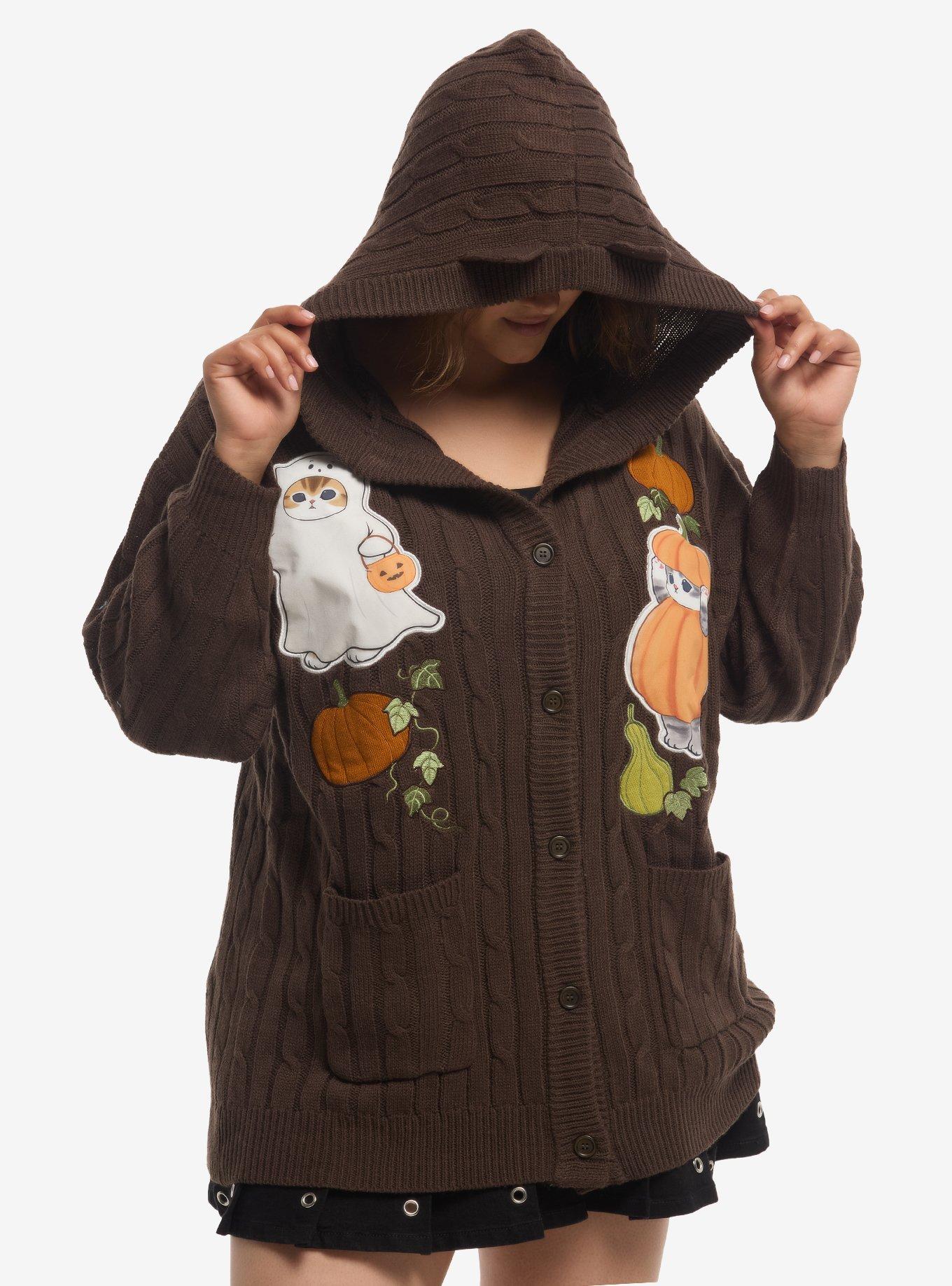 Mofusand Halloween Cable Knit Girls Cardigan Plus Size, MULTI, alternate - view 4