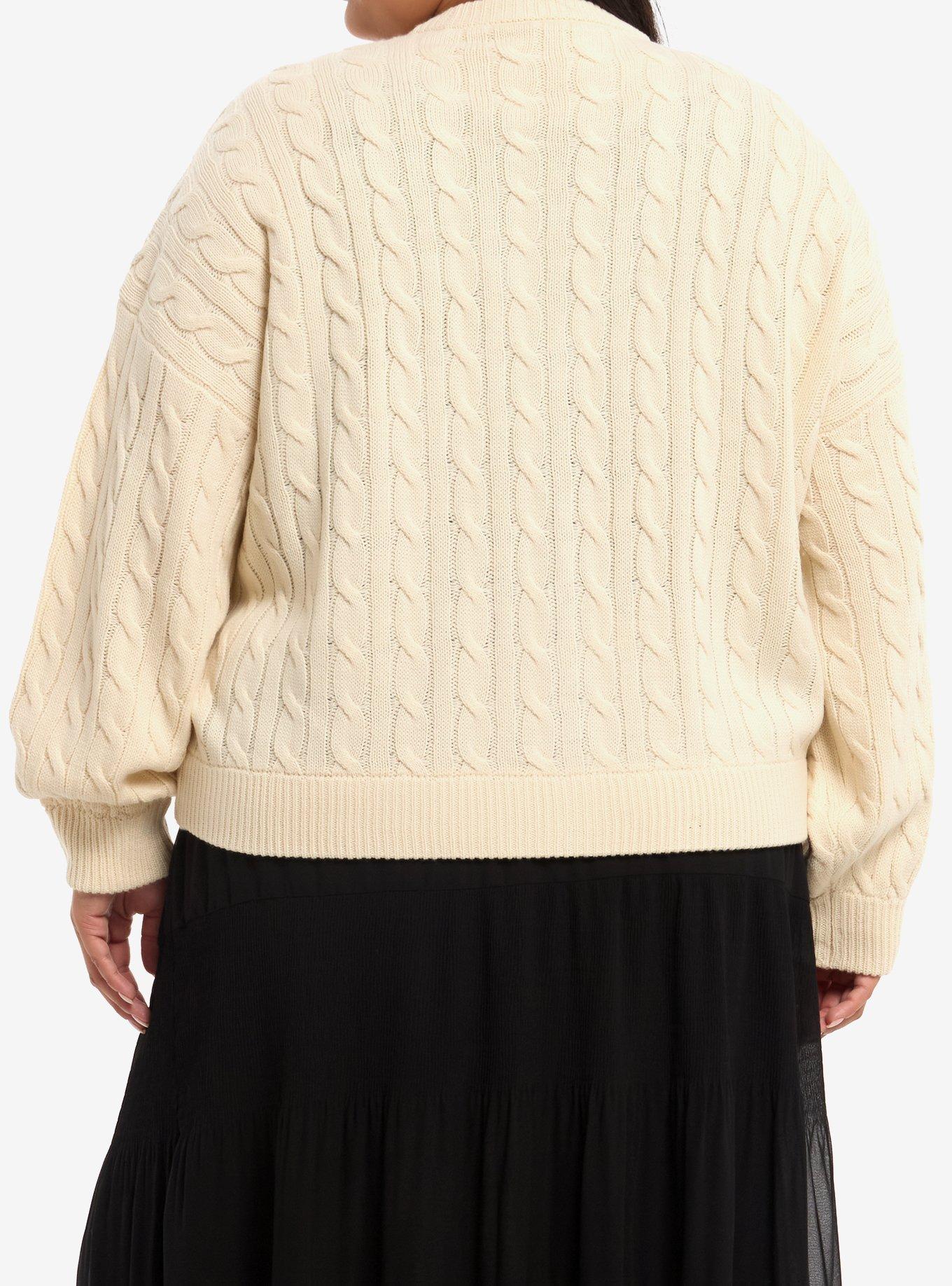 Disney Lilo & Stitch Fall Patch Cable Knit Girls Cardigan Plus Size, MULTI, alternate - view 3