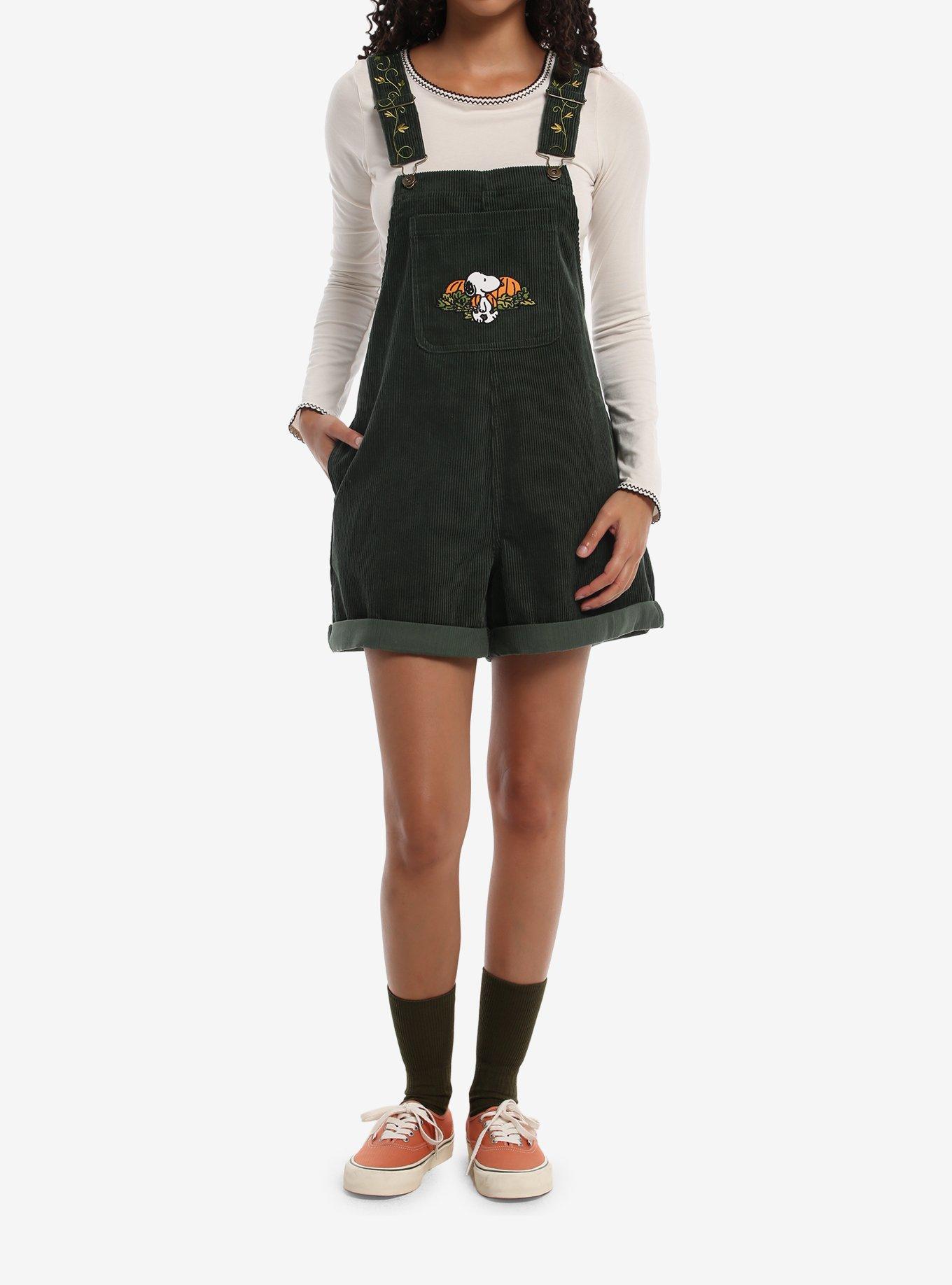 Peanuts Snoopy Fall Embroidered Corduroy Shortalls, , hi-res