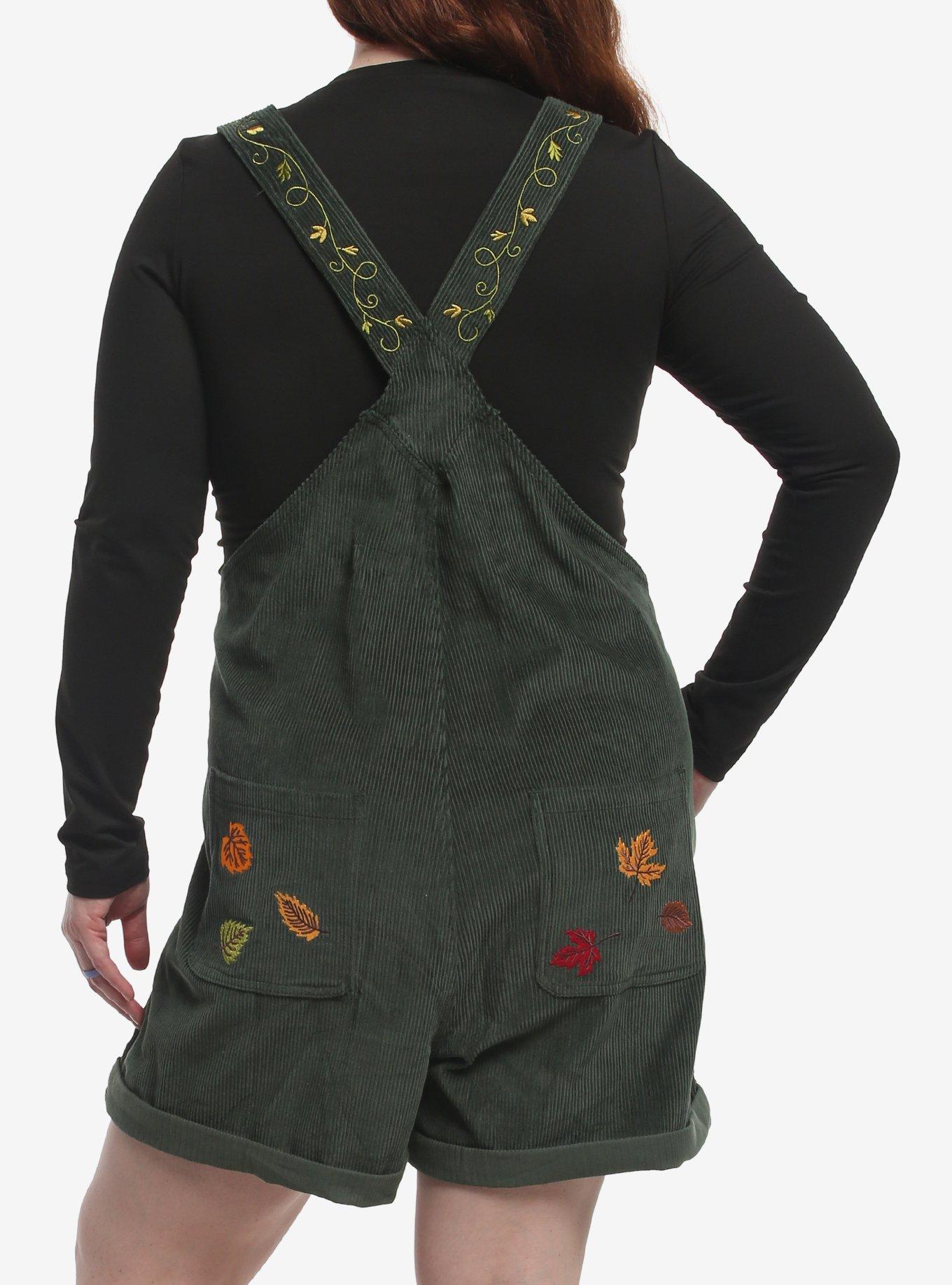 Peanuts Snoopy Fall Embroidered Corduroy Shortalls Plus Size, MULTI, alternate - view 3