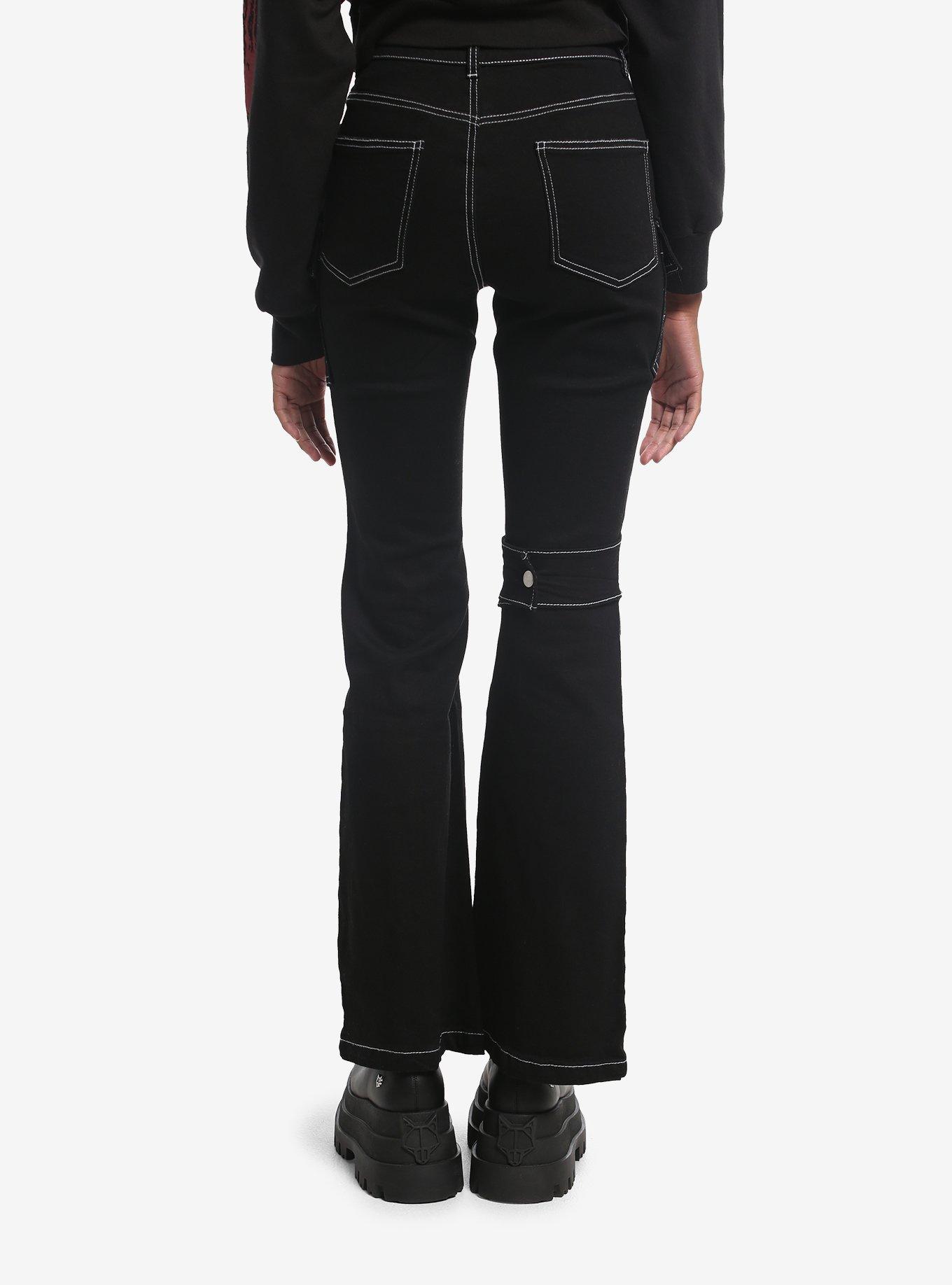 Black Harness Strap Buckle Cargo Jeans, , hi-res