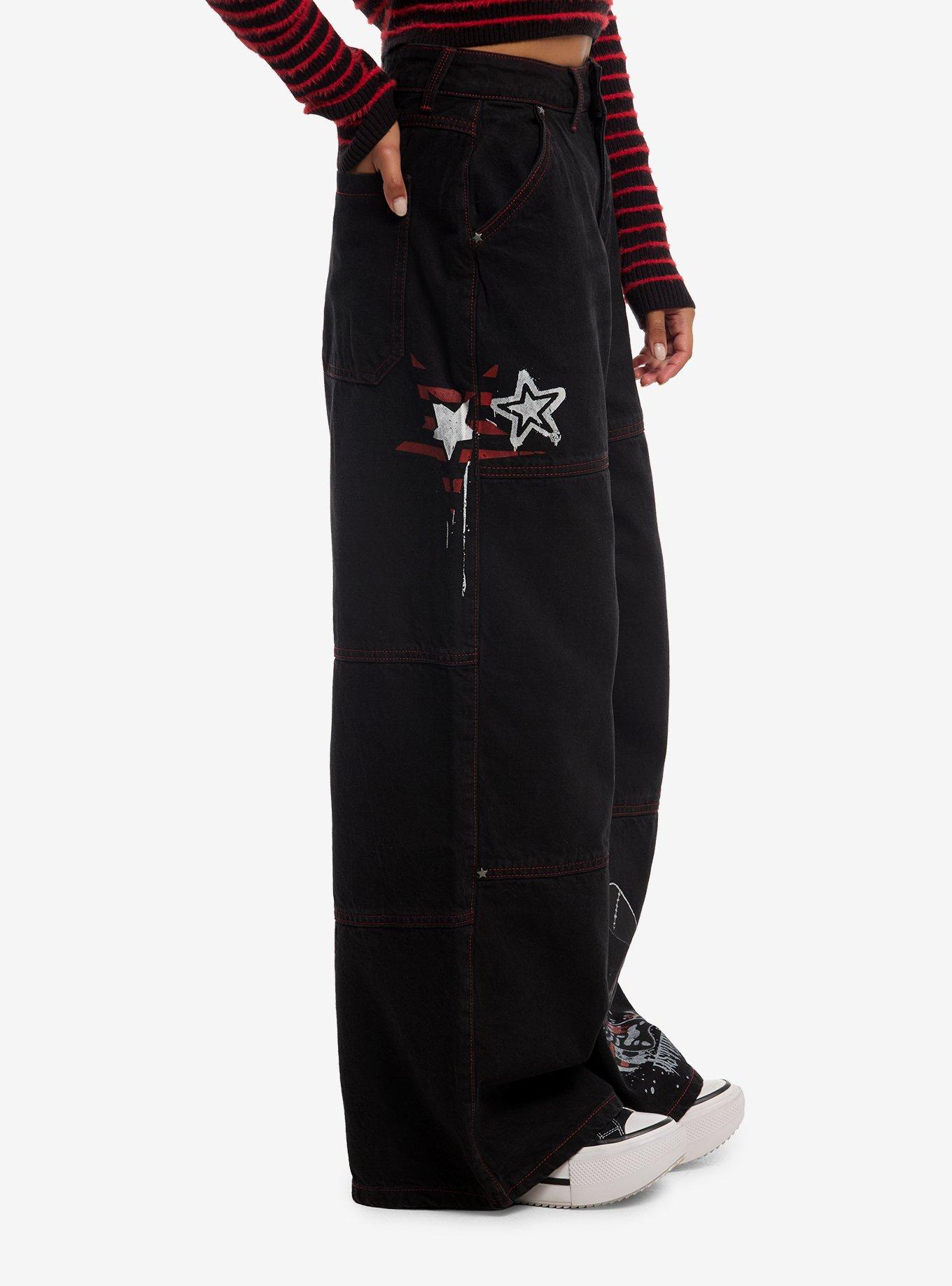 Social Collision Punk Bunny Wide Leg Jeans, MULTI, alternate - view 3