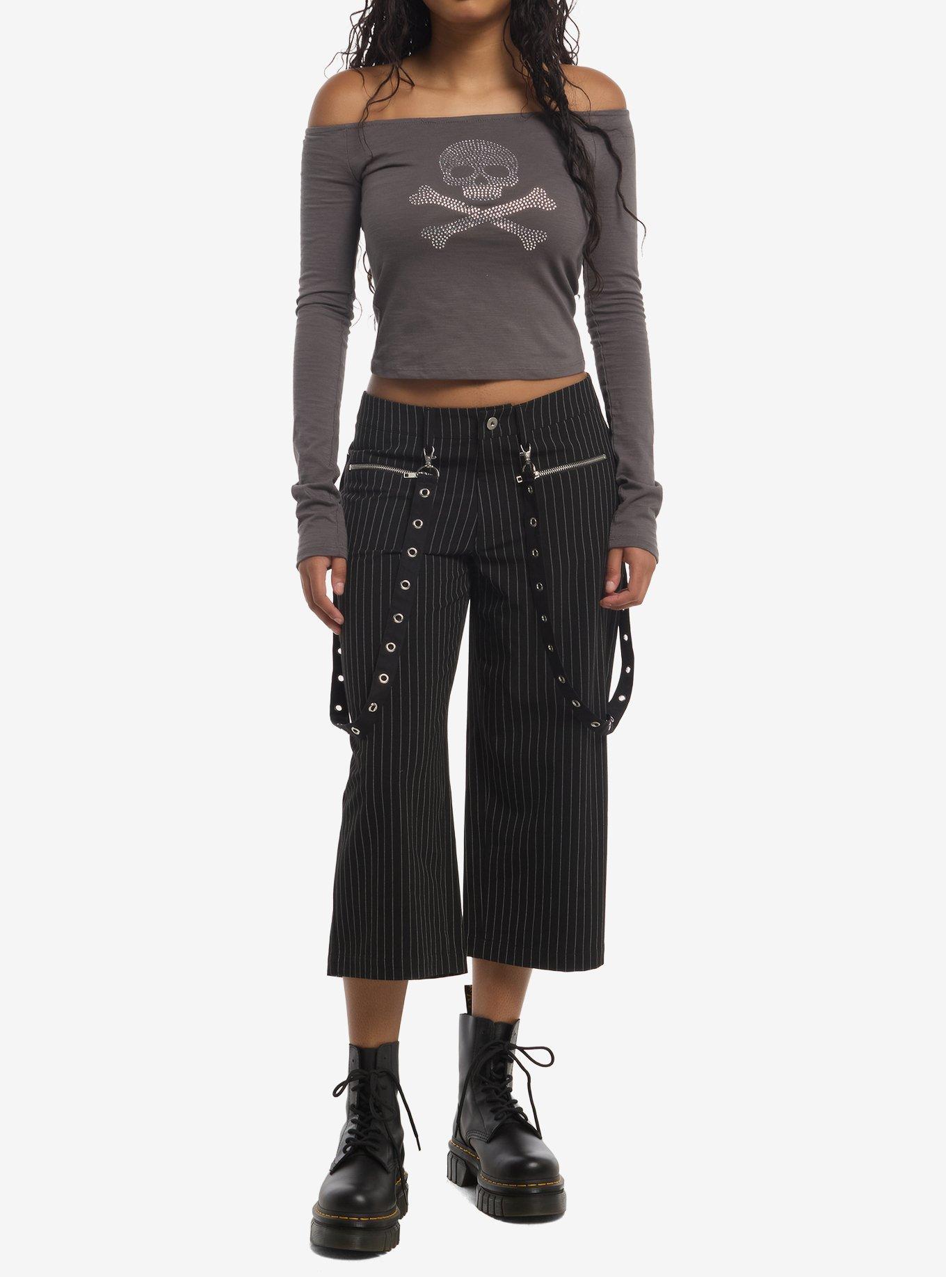 Social Collision Skull & Wings Rhinestone Girls Off-Shoulder Top, MULTI, alternate - view 3