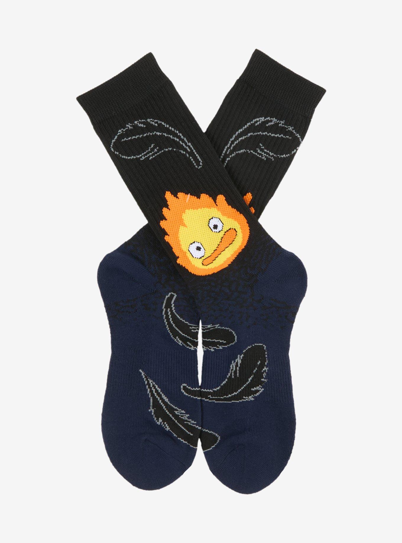Studio Ghibli&reg; Howl's Moving Castle Calcifer & Feathers Allover Print Crew Socks - BoxLunch Exclusive, , hi-res
