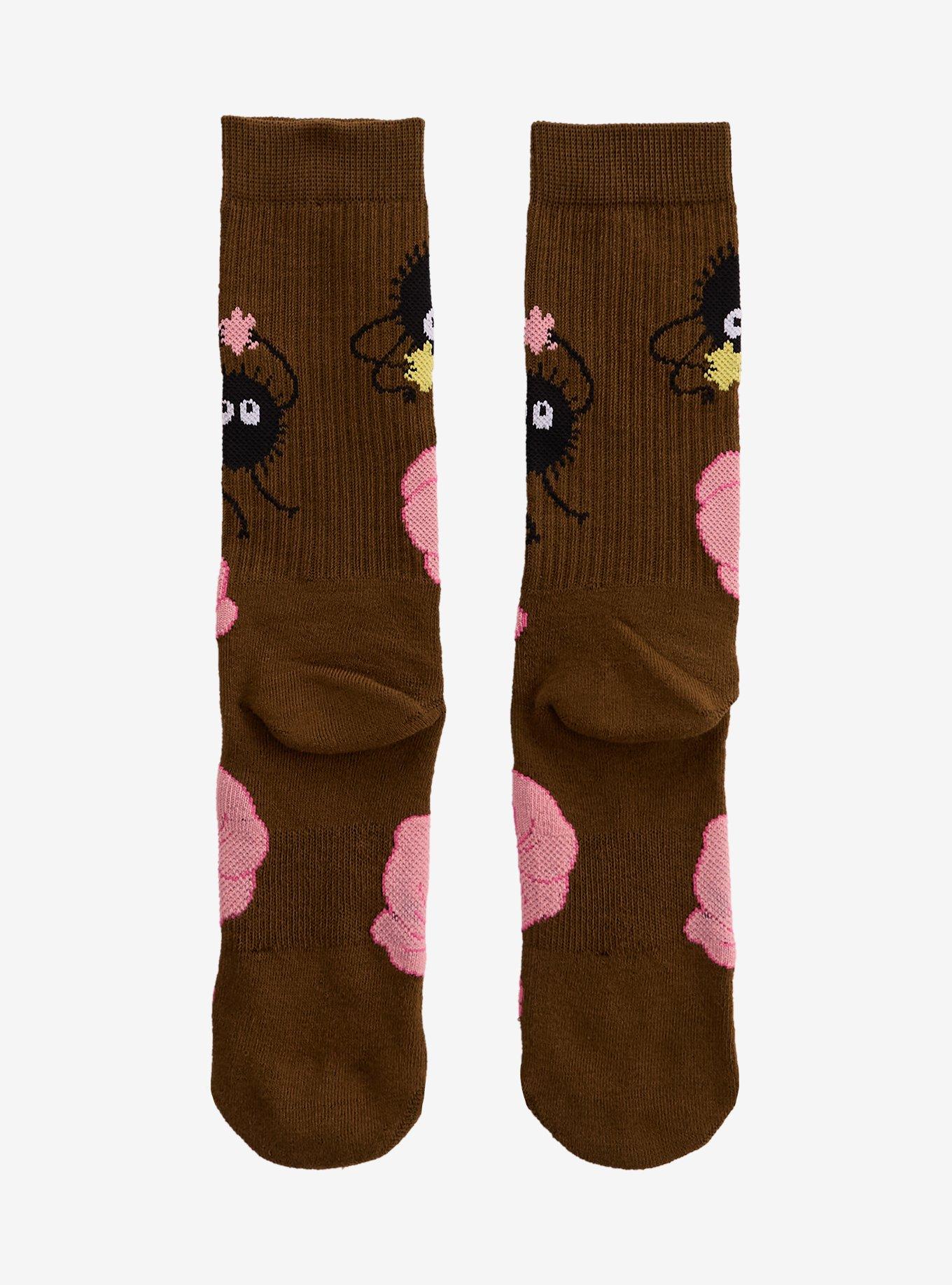 Studio Ghibli&reg; Spirited Away Soot Sprites Floral Allover Print Crew Socks - BoxLunch Exclusive, , hi-res
