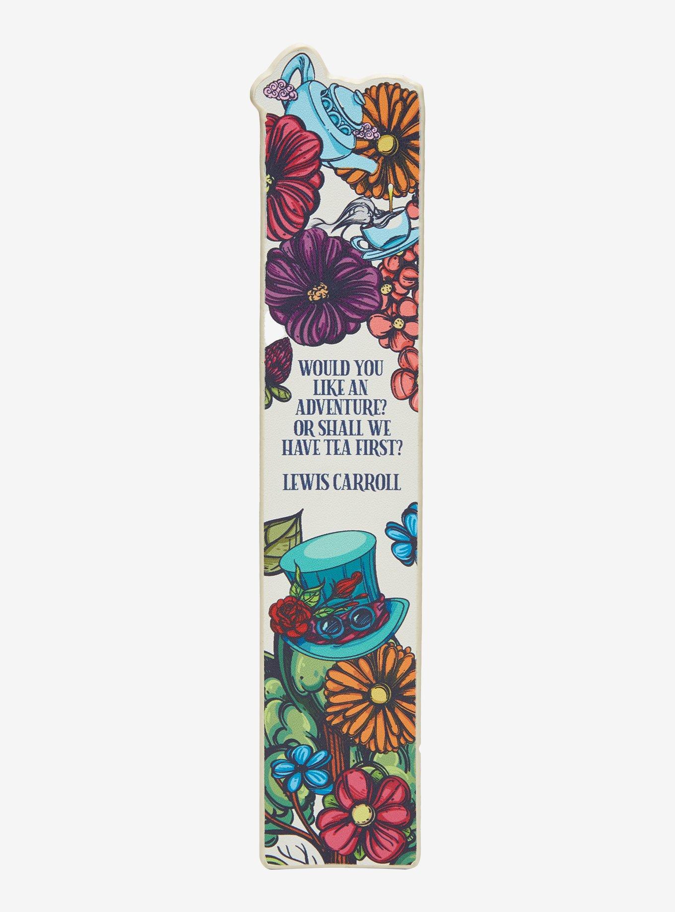 Alice's Adventures in Wonderland Floral Faux Leather Bookmark, , alternate