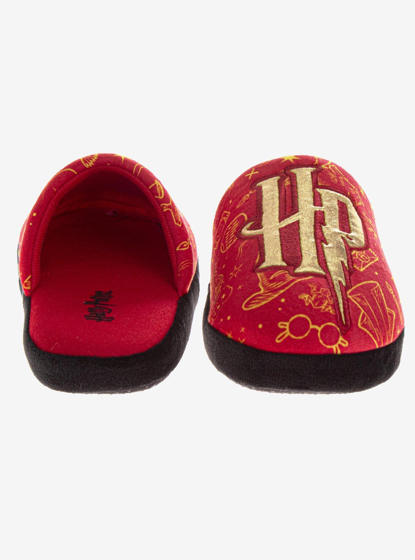 Harry Potter Hogwarts Crest Plush Non-Slip Boys Slippers, RED, alternate