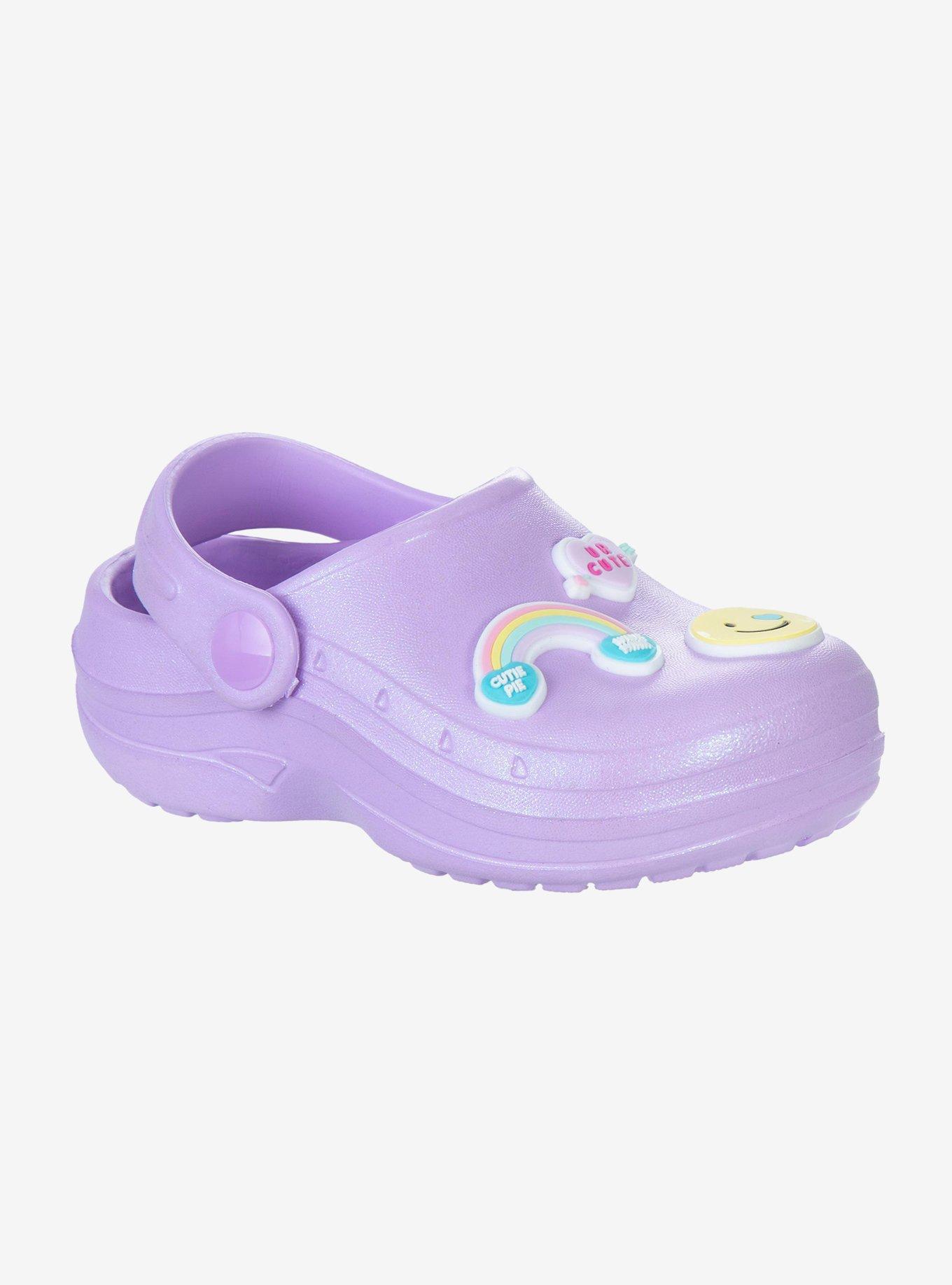 Sweethearts Candy & Rainbow Cheerful Slip-On Girls Toddler Clogs, PURPLE, alternate