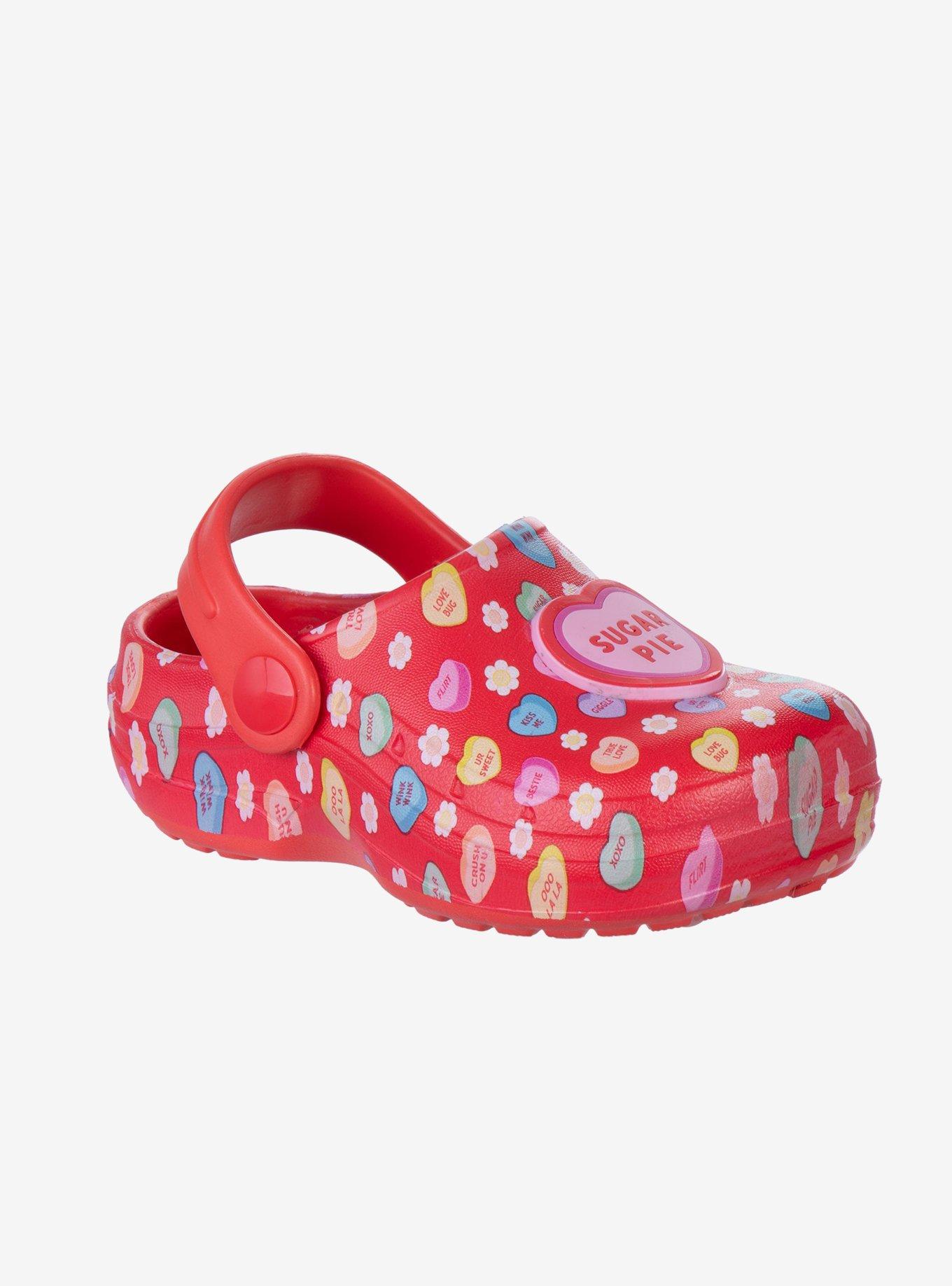 Sweethearts Conversation Hearts Adorable Slip-On Girls Toddler Clogs Red, RED, alternate