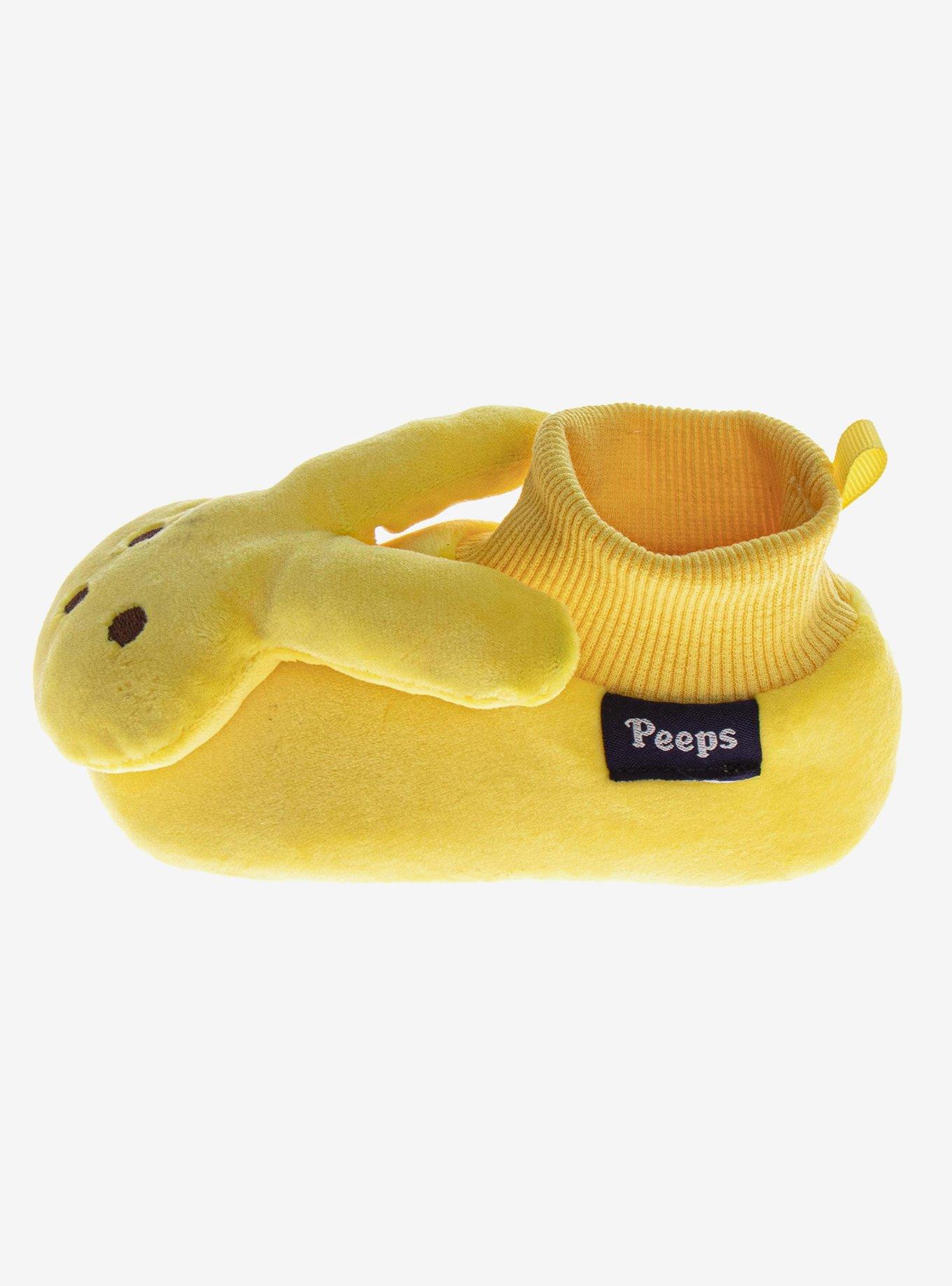 Peeps Sock Plush Fuzzy Dual Size Ladies Slippers Yellow, BRIGHT YELLOW, alternate