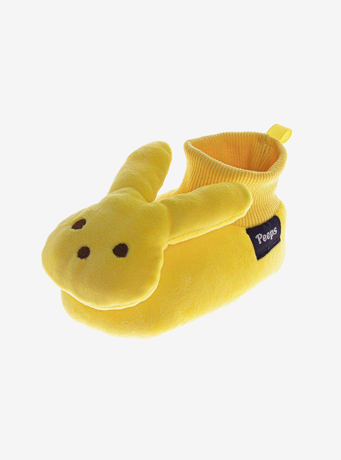 Peeps Sock Plush Fuzzy Dual Size Ladies Slippers Yellow, BRIGHT YELLOW, alternate