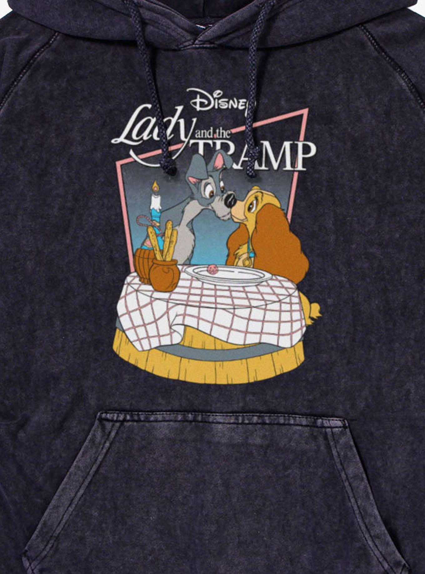 Disney Lady And The Tramp Dinner Kiss Mineral Wash Hoodie, , hi-res