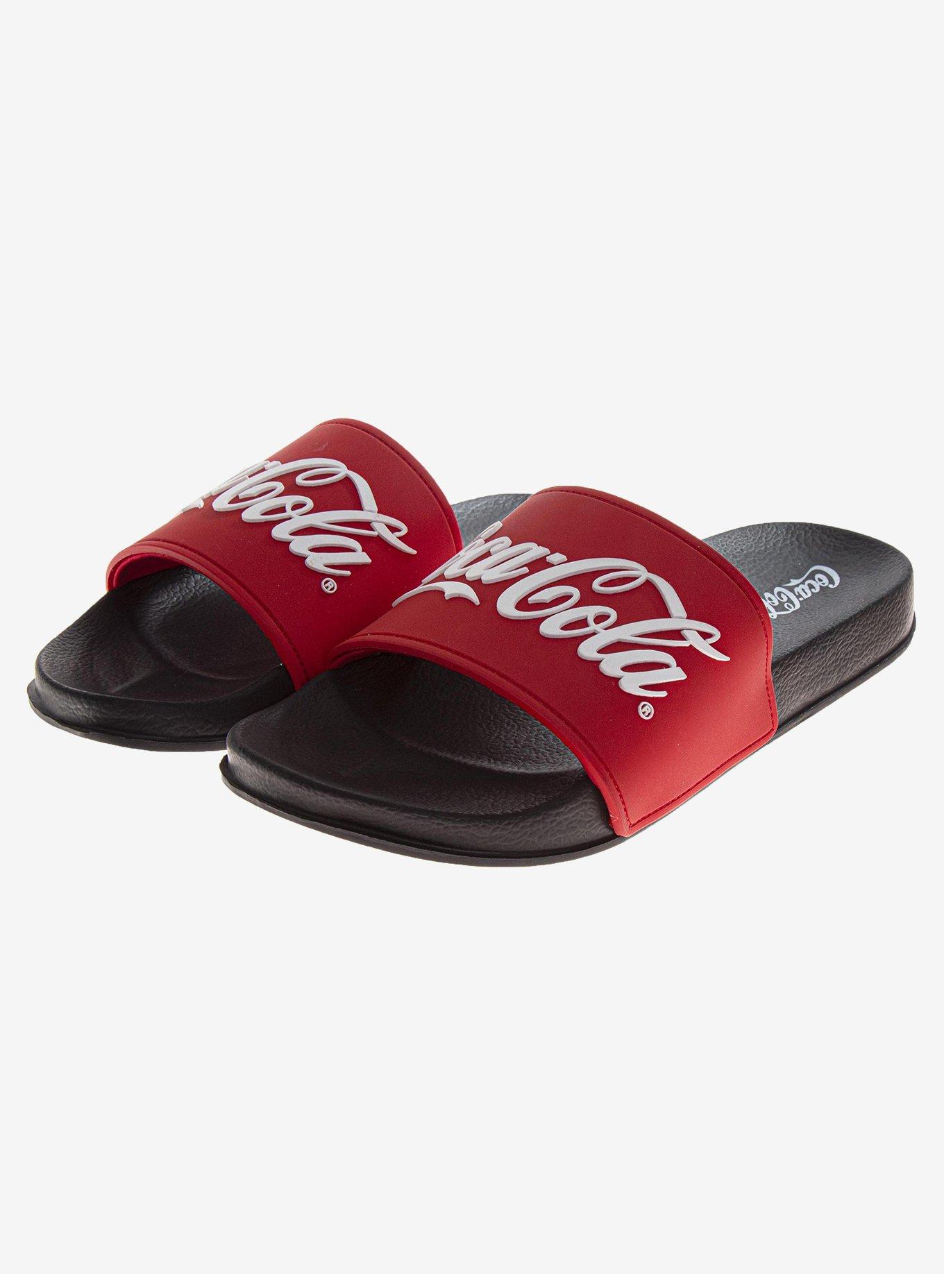 Coca-Cola Classic Logo Cozy Softlined Men Sandals, RED, alternate