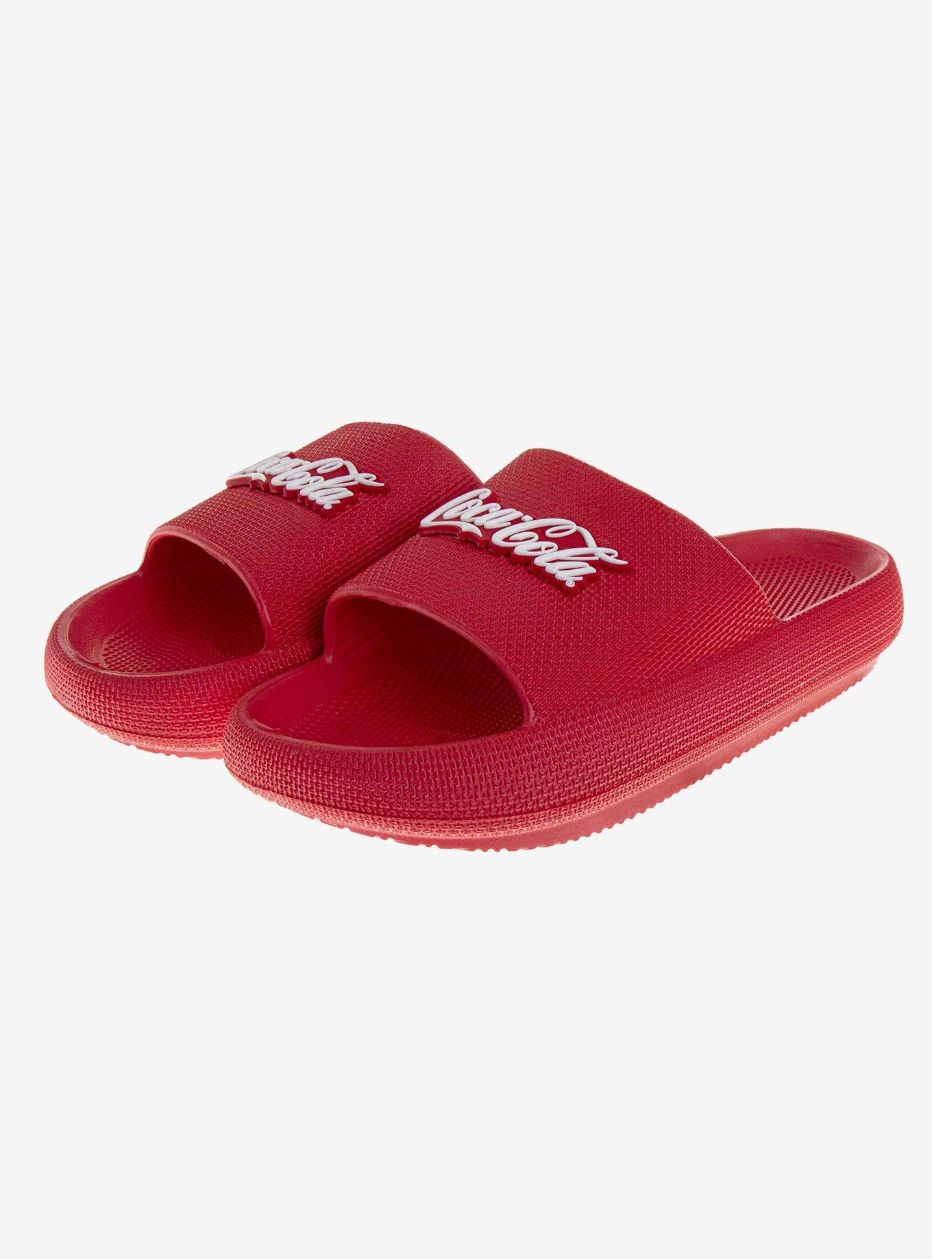 Coca-Cola Classic Script Pillow Dual Size Slides Men Sandals, RED, alternate