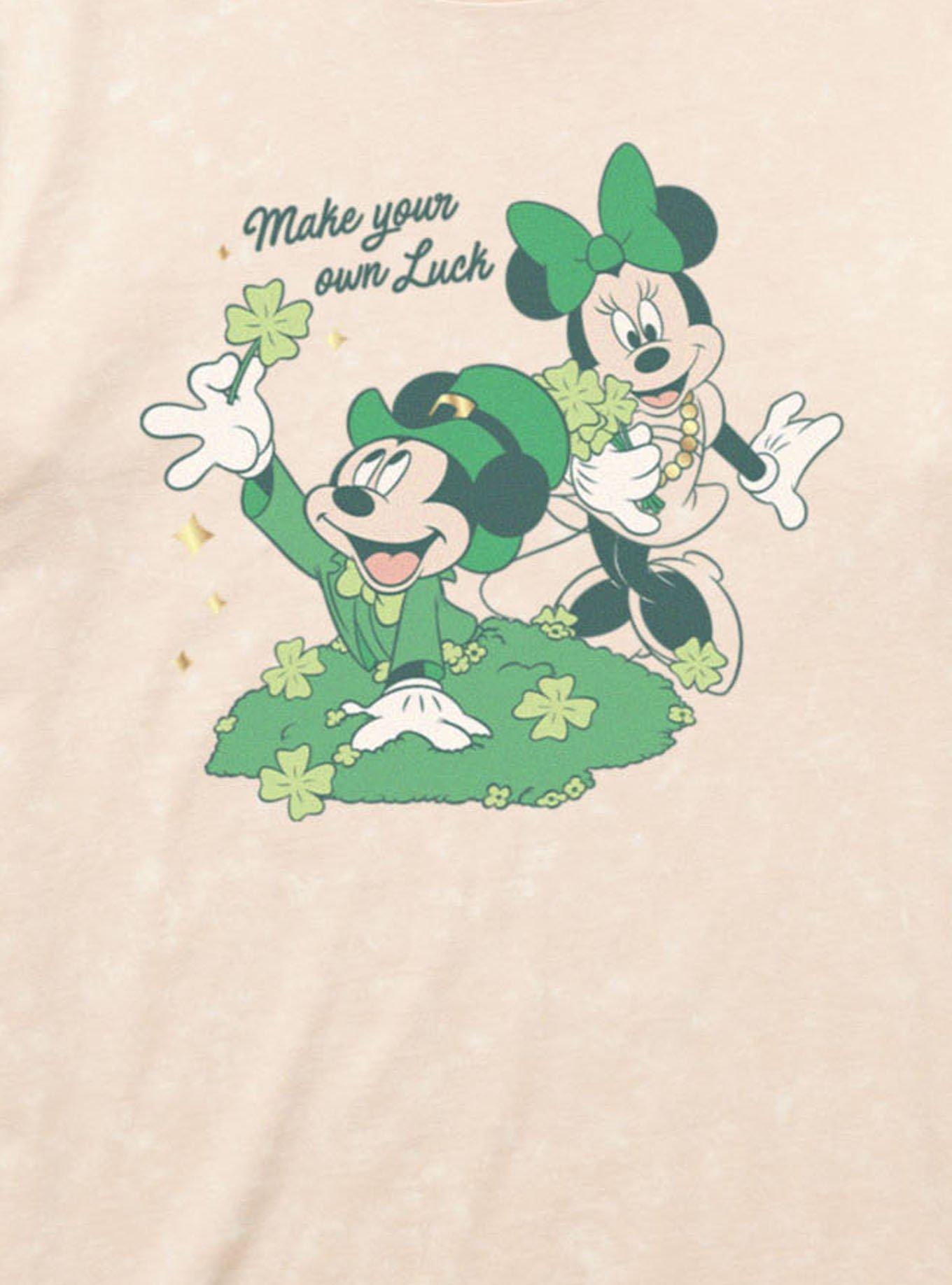 Disney Mickey Mouse And Minnie Mouse St. Patrick's Make Your Own Luck Mineral Wash T-Shirt, , hi-res