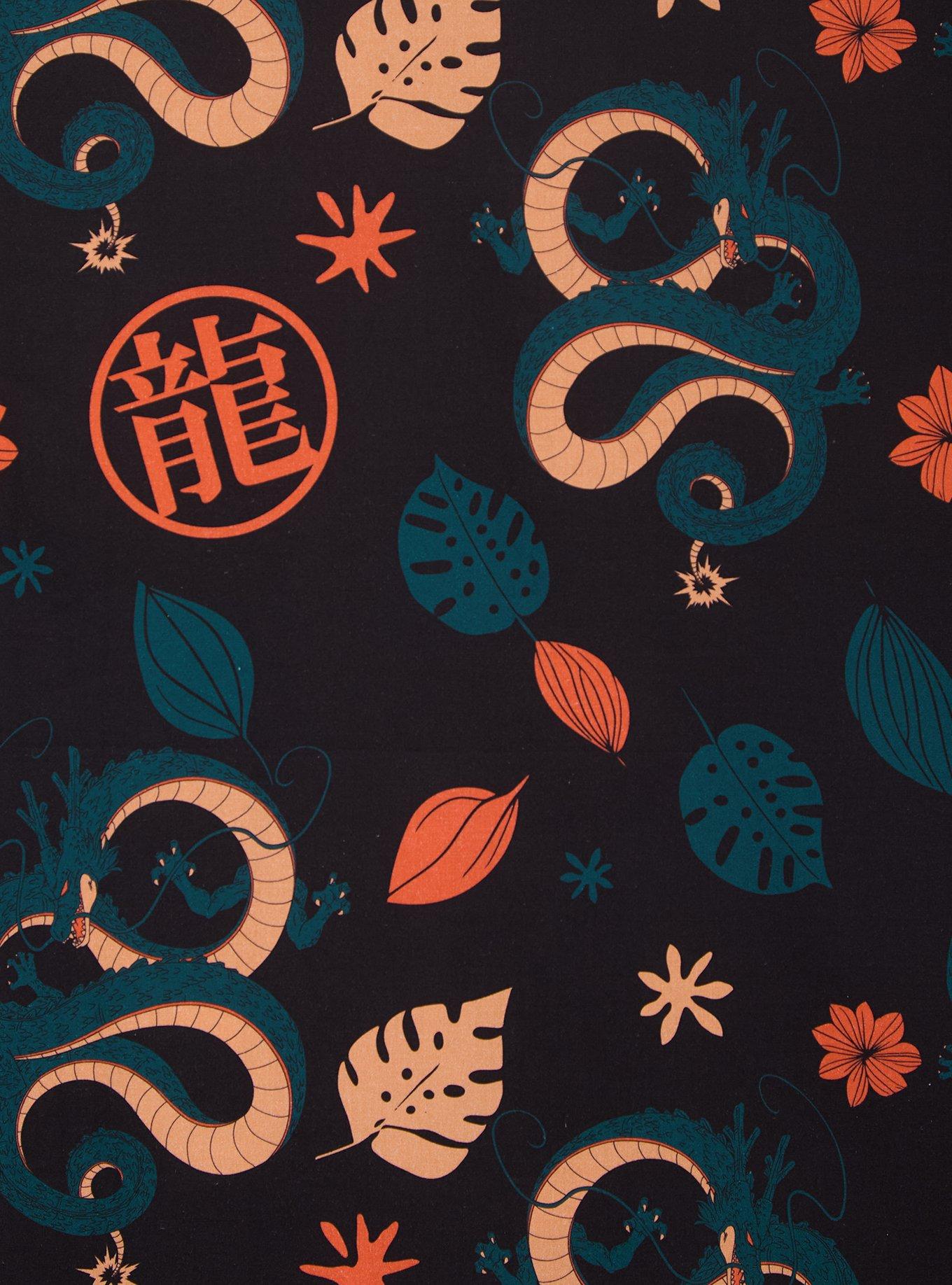 Dragon Ball Z Shenron Tropical Over Print Woven Button-Up - BoxLunch Exclusive, BLACK, alternate - view 3