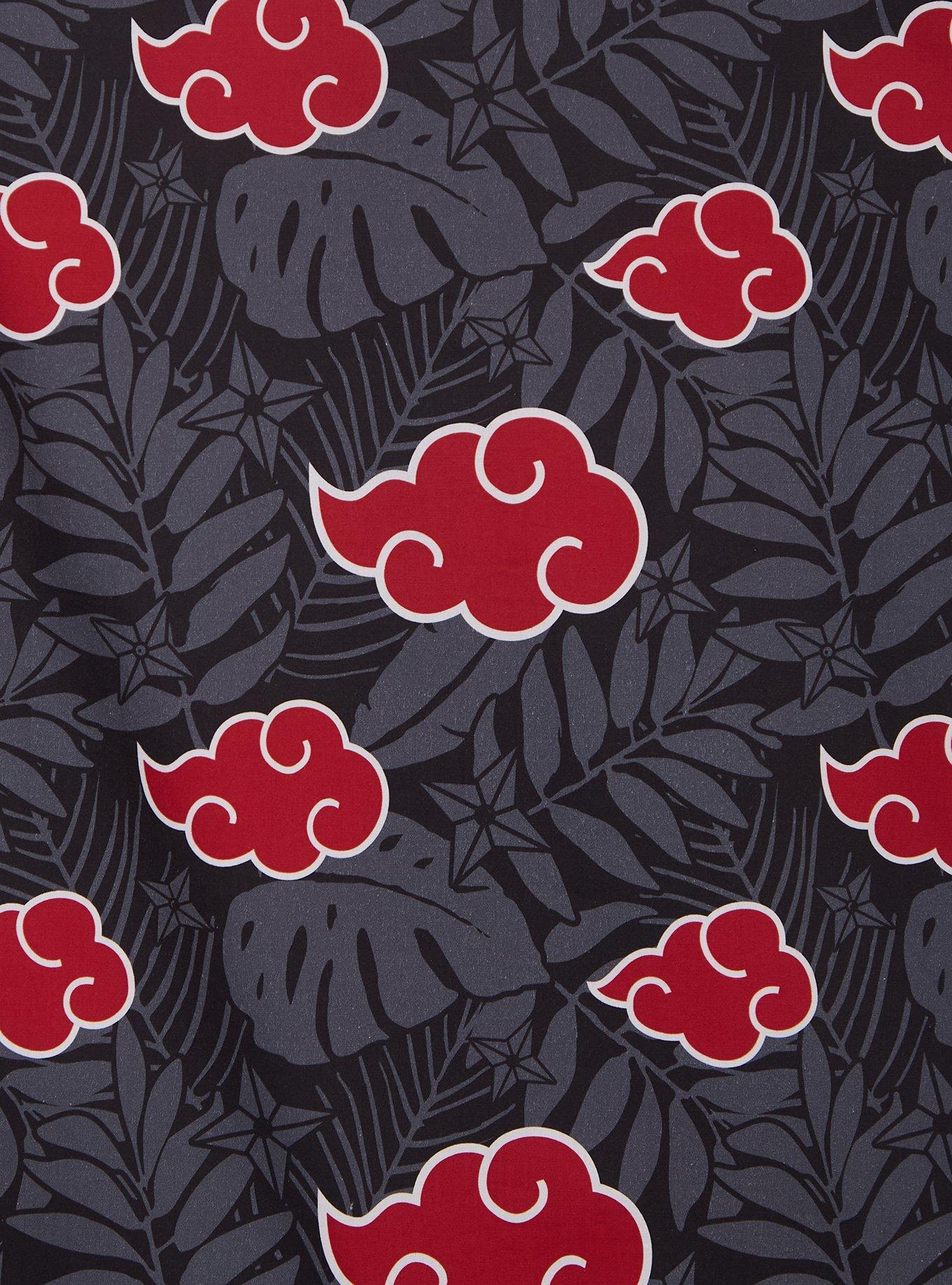 Naruto Shippuden Akatsuki Clouds Tropical Woven Button-Up - BoxLunch Exclusive, BLACK, alternate - view 3