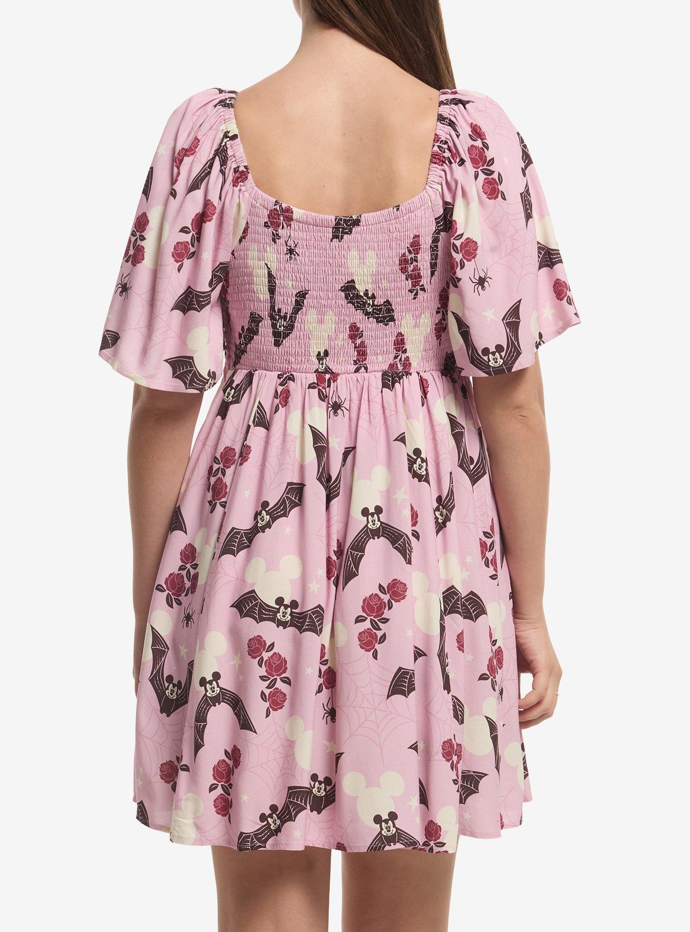 Her Universe Disney Mickey Bats Floral Allover Print Flutter Sleeve Dress Her Universe Exclusive, MULTI, alternate - view 3