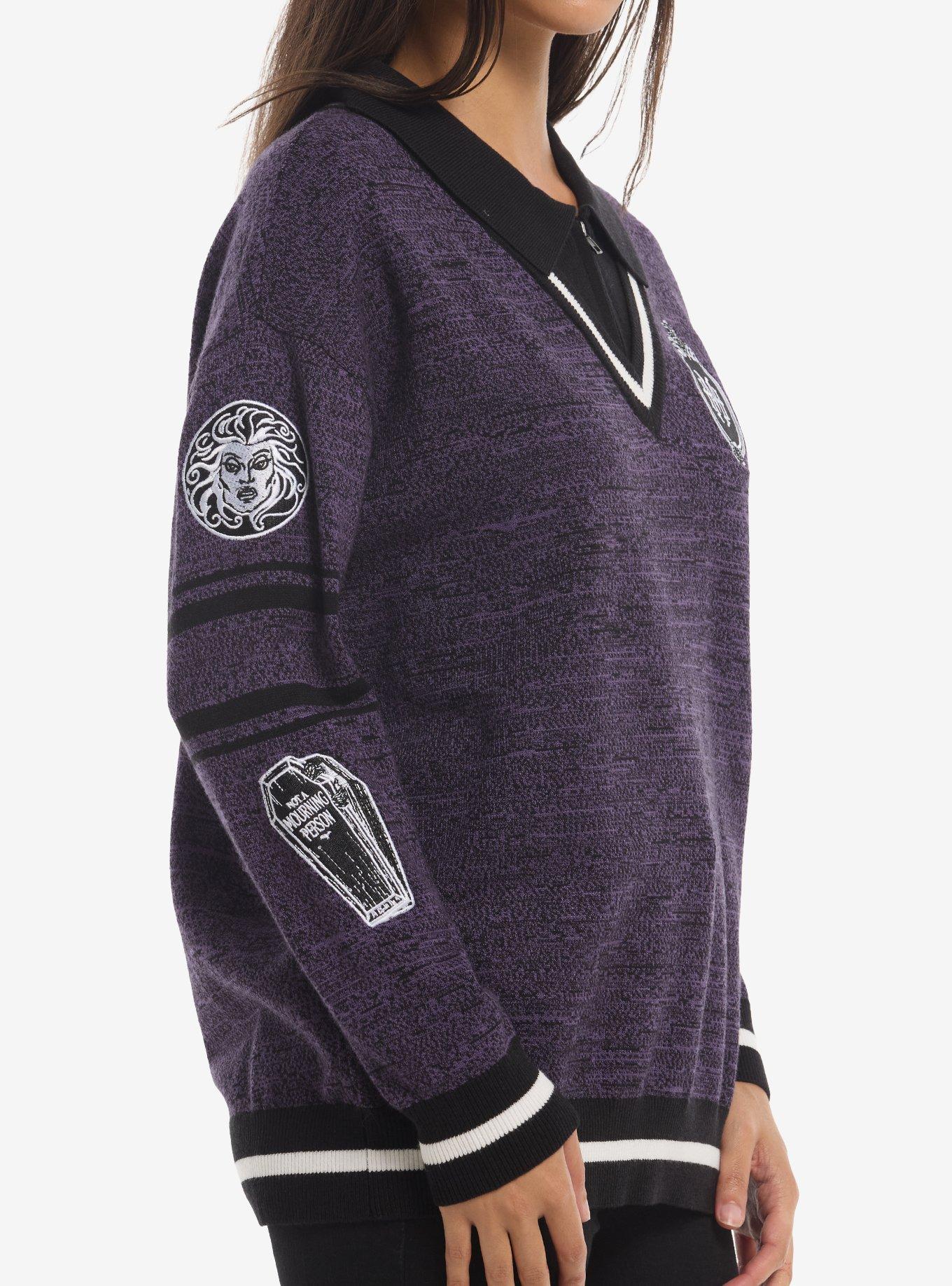 Her Universe Disney The Haunted Mansion Quarter Zip Collared Sweater Her Universe Exclusive, GREY  BLACK, alternate - view 4