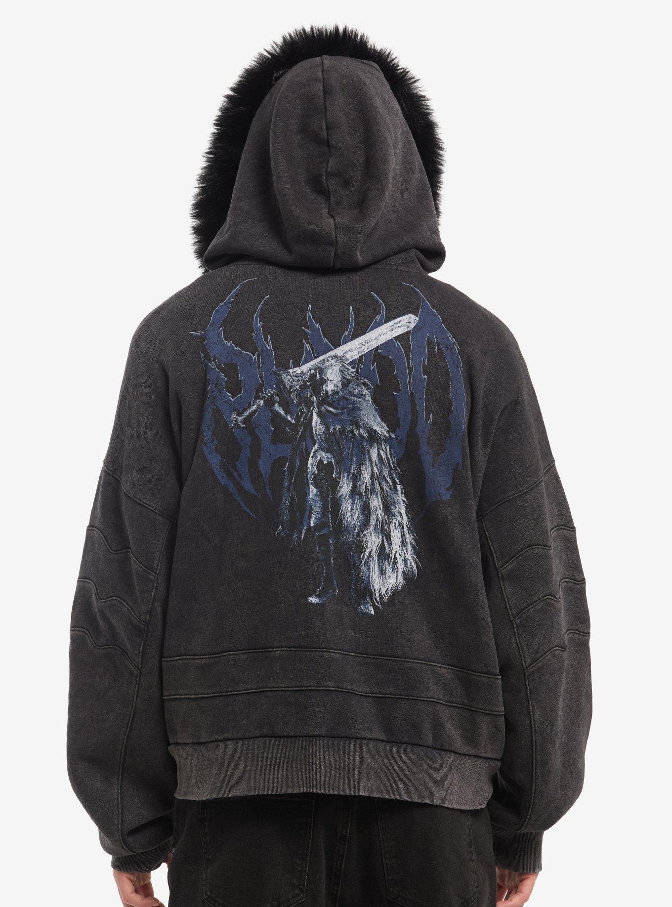 Elden Ring Blaidd Fur Trim Hoodie, GREY, alternate - view 2