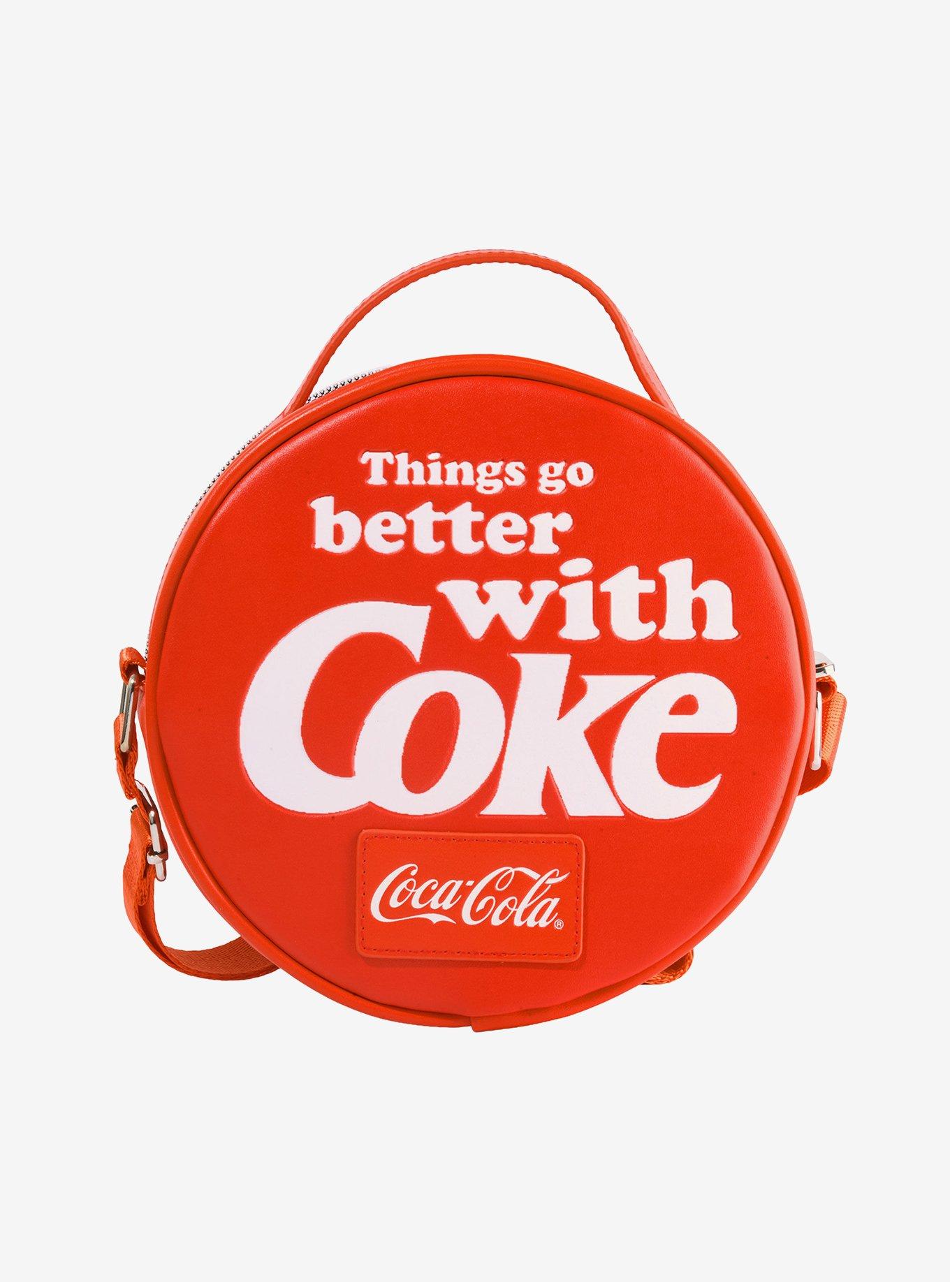 Coca-Cola Bottle Cap Applique Red Crossbody Bag, , hi-res