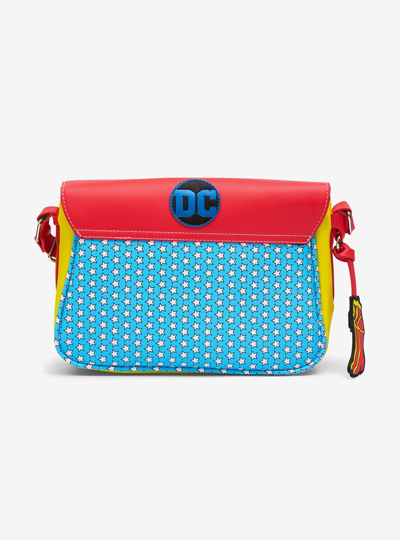 DC Comics Wonder Woman Logo Character Bodice Fold Over Crossbody Bag, , alternate