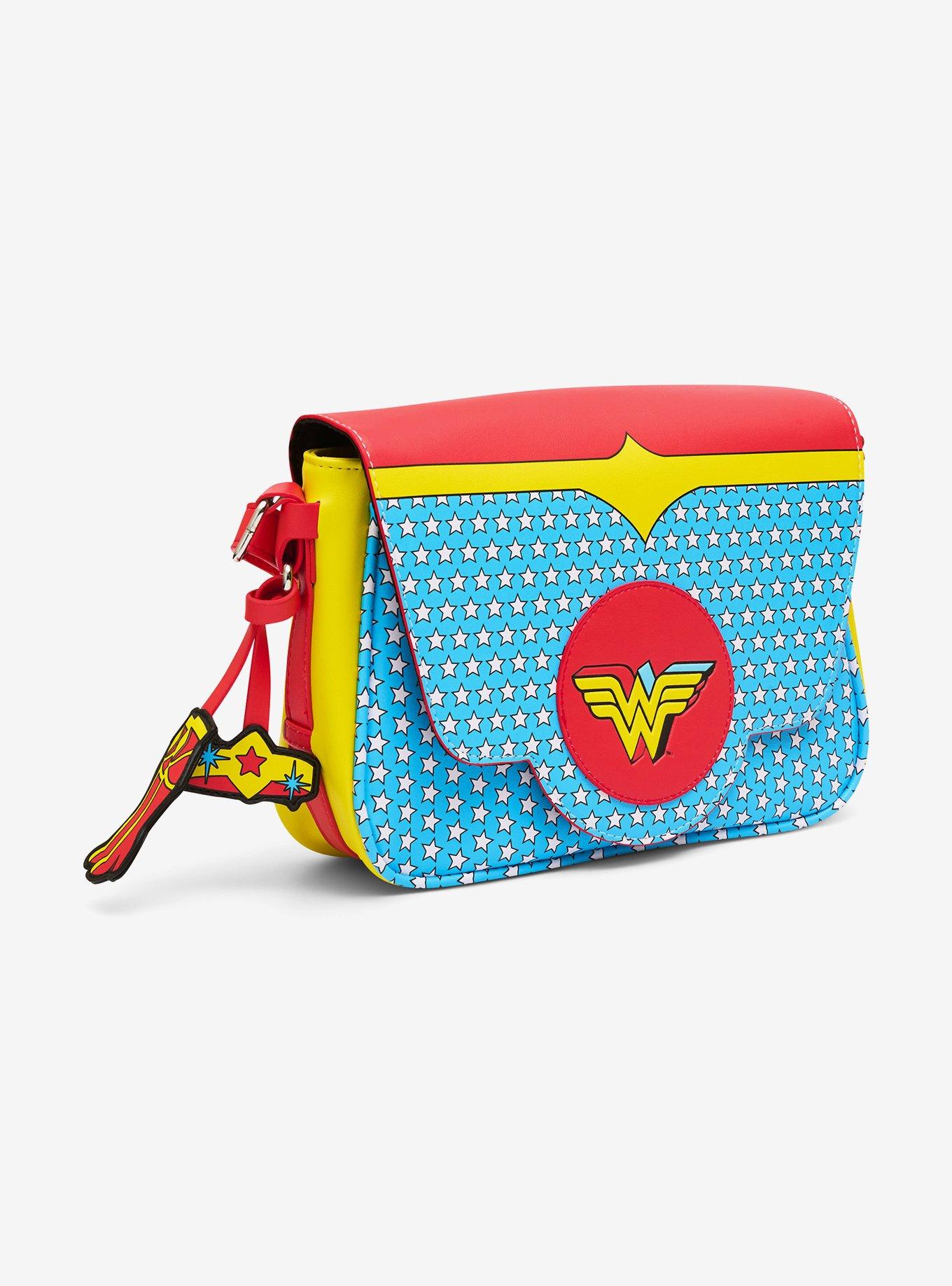 DC Comics Wonder Woman Logo Character Bodice Fold Over Crossbody Bag, , alternate