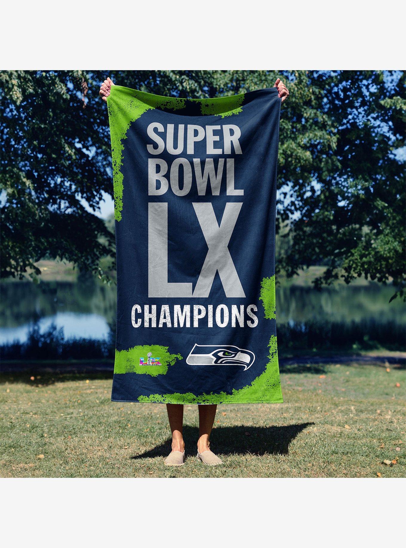 NFL Super Bowl 2026 Seattle Seahawks Champs Barbary Beach Towel, , alternate