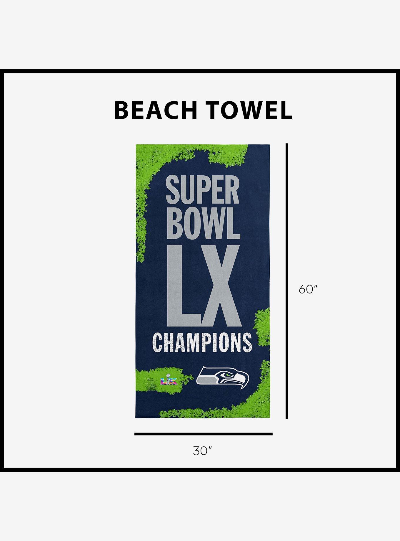 NFL Super Bowl 2026 Seattle Seahawks Champs Barbary Beach Towel, , alternate