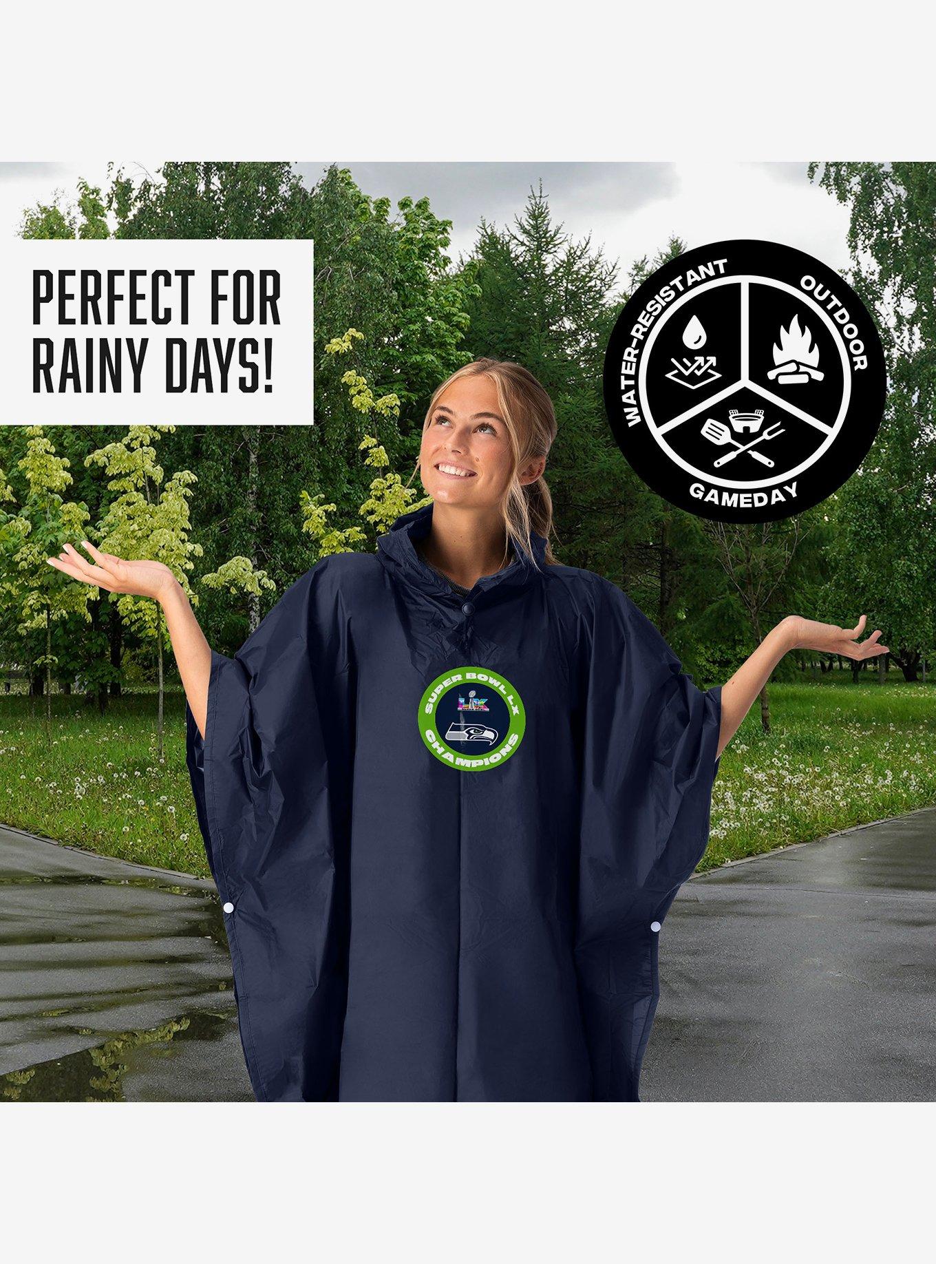 NFL Super Bowl 2026 Seattle Seahawks Champs Pier Team Color Deluxe Poncho, , alternate