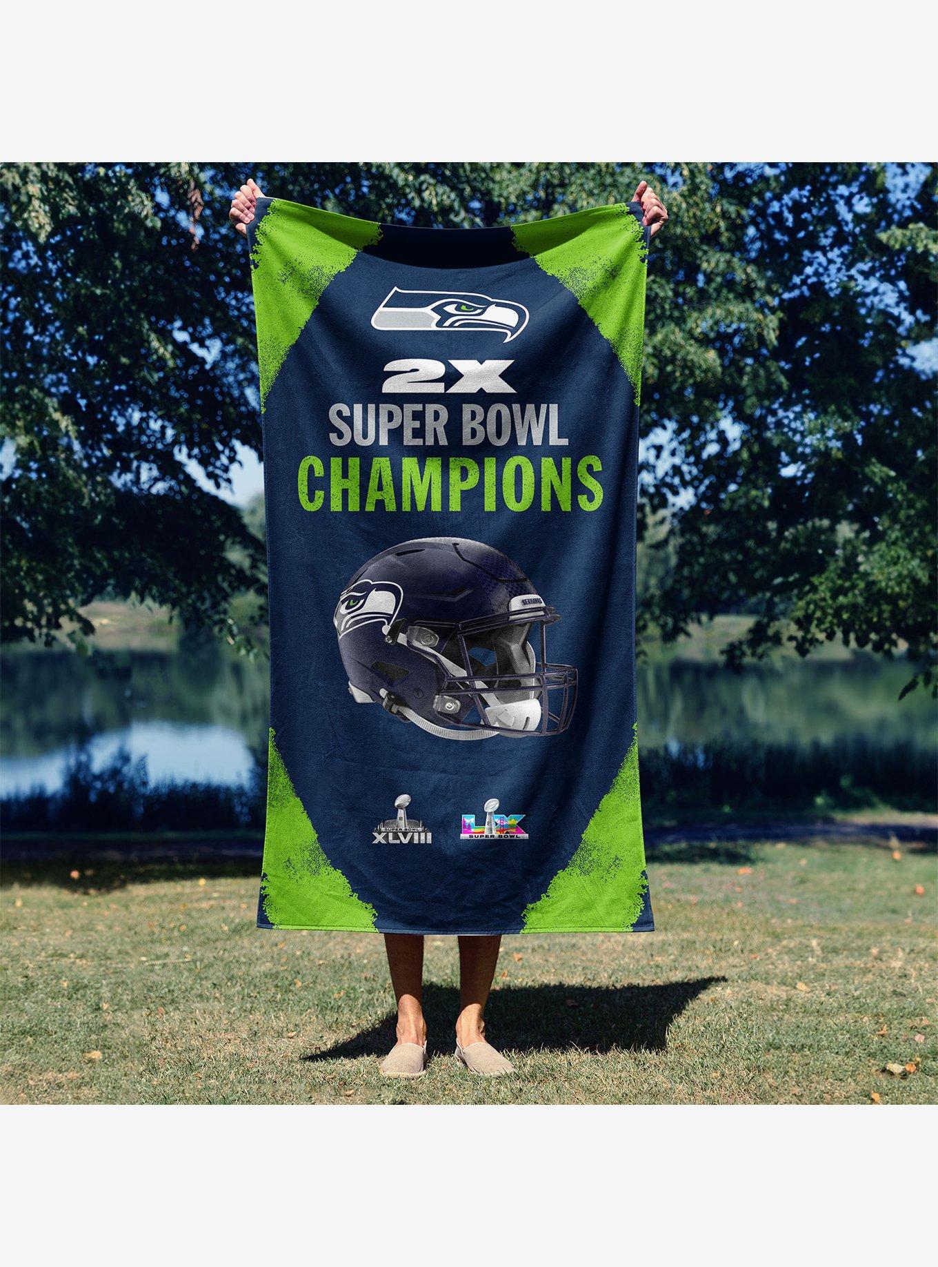 NFL Super Bowl 2026 Seattle Seahawks Multi Champs Coastal Beach Towel, , alternate