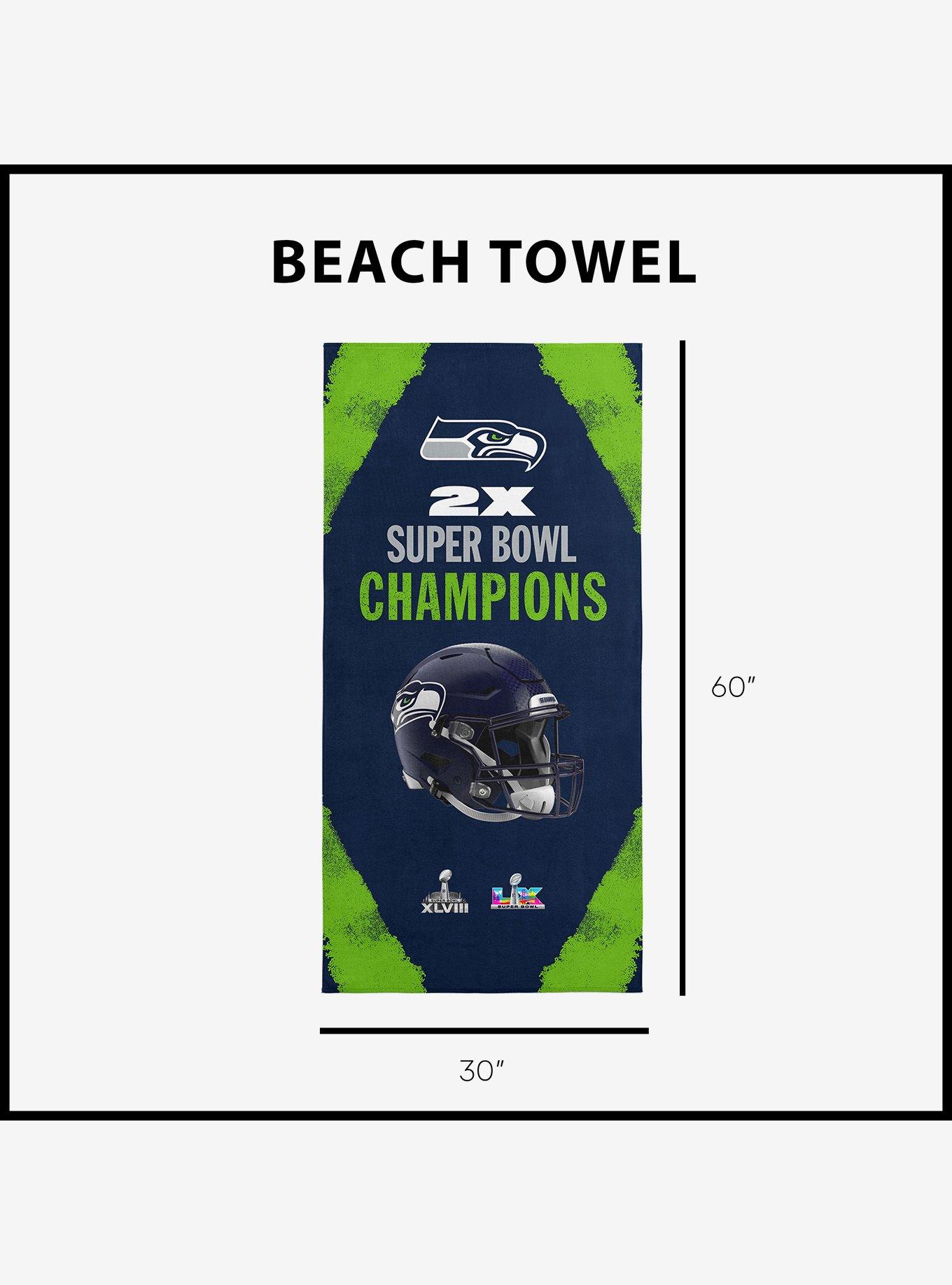 NFL Super Bowl 2026 Seattle Seahawks Multi Champs Coastal Beach Towel, , alternate