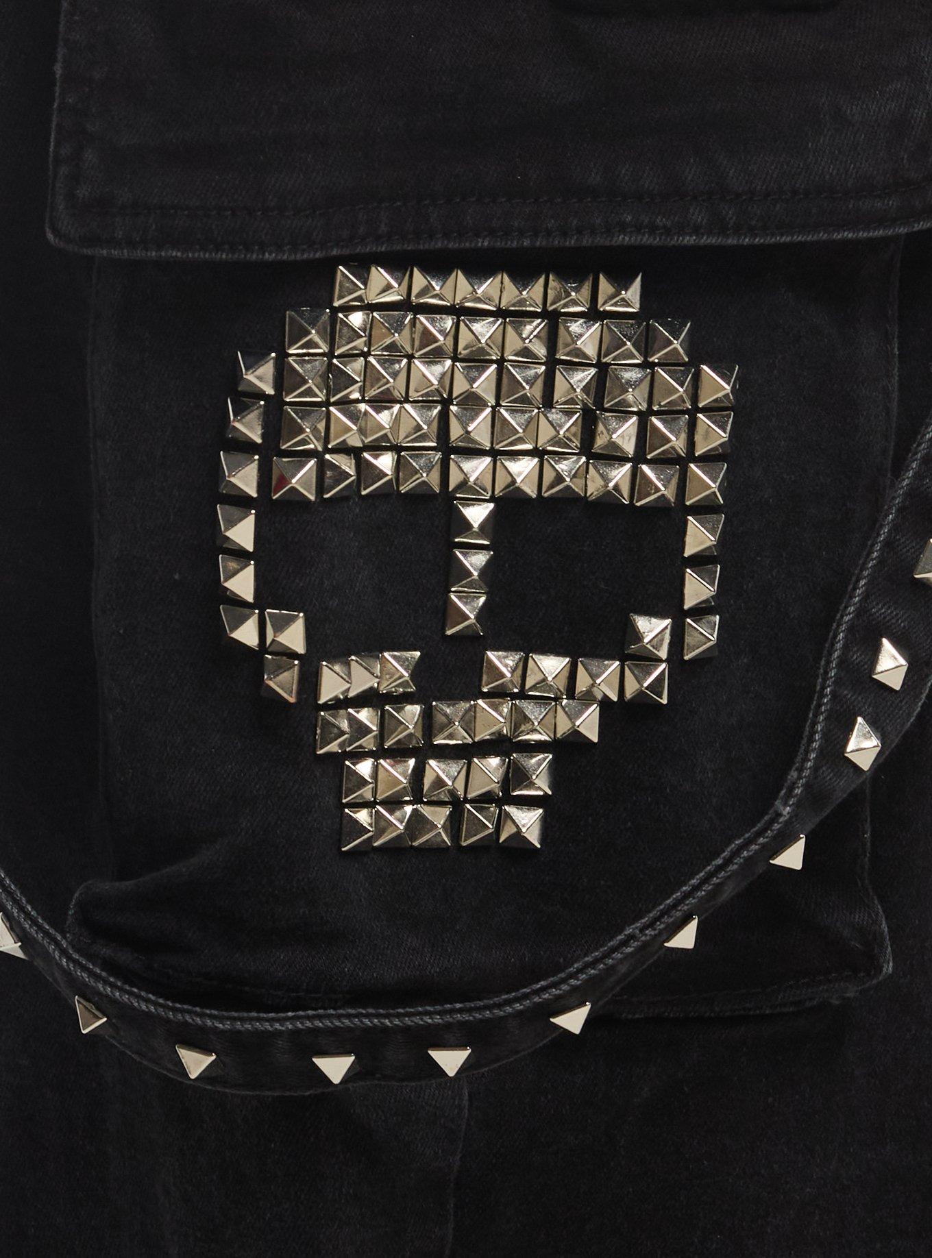 Pyramid Stud Skull Suspender Cargo Jeans Plus Size, MULTI, alternate - view 4