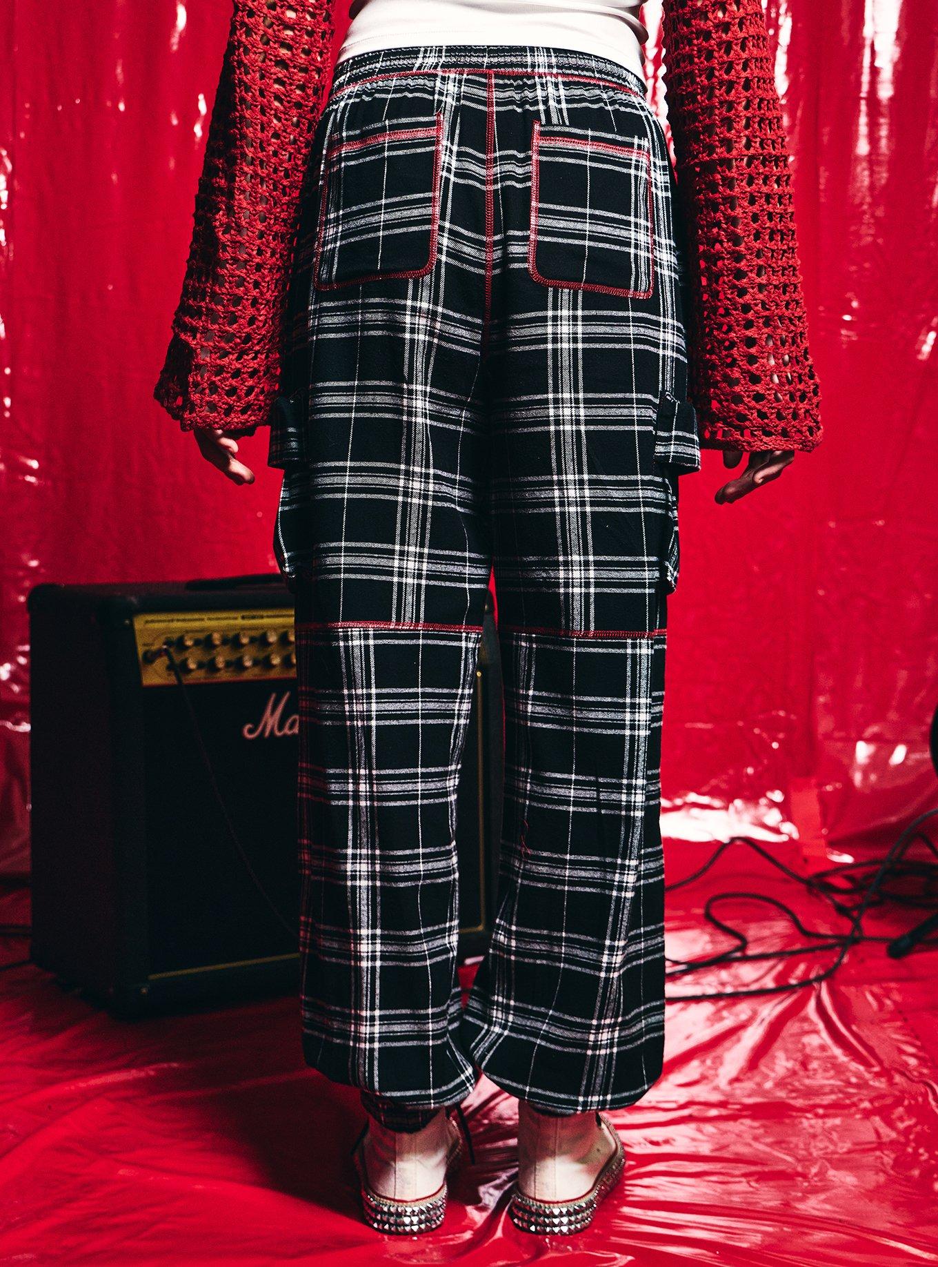 Hello Kitty Punk Girls Plaid Jogger Lounge Pants, RED, alternate - view 3