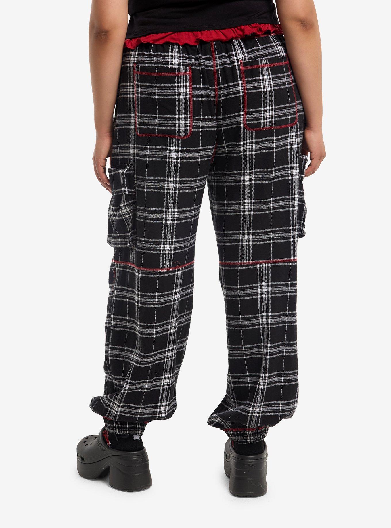 Hello Kitty Punk Girls Plaid Jogger Lounge Pants Plus Size, RED, alternate - view 2