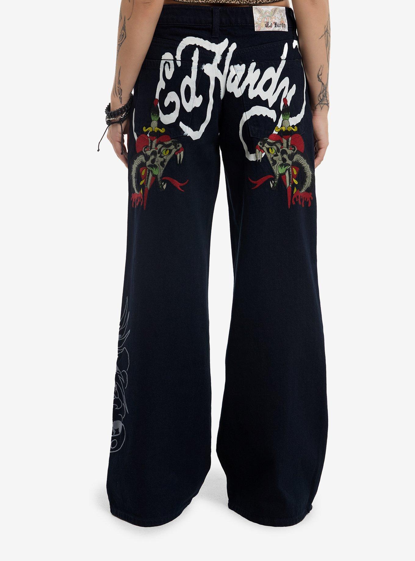Ed Hardy Snake Wide Leg Jeans, , hi-res