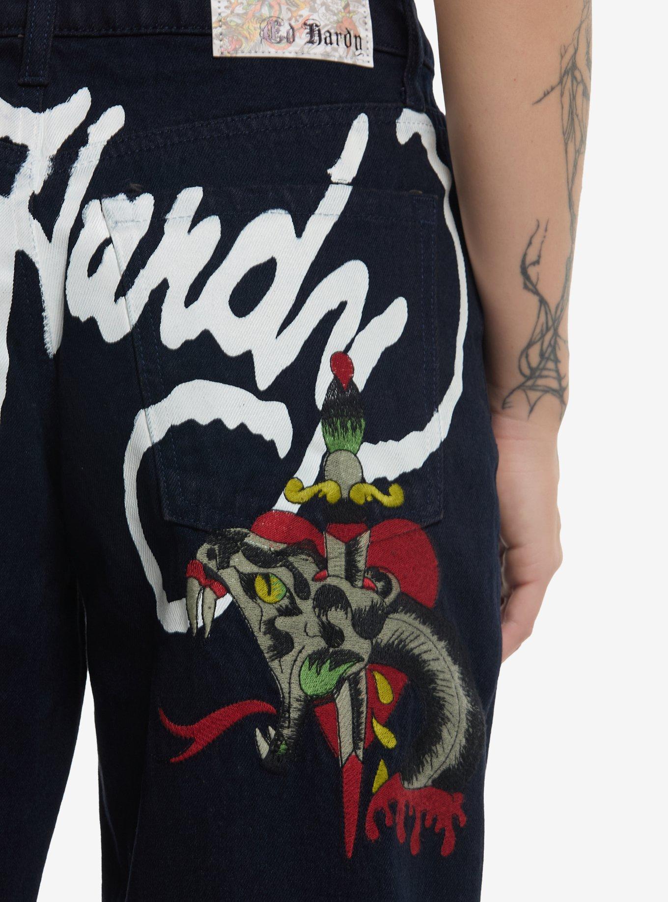 Ed Hardy Snake Wide Leg Jeans, MULTI, alternate