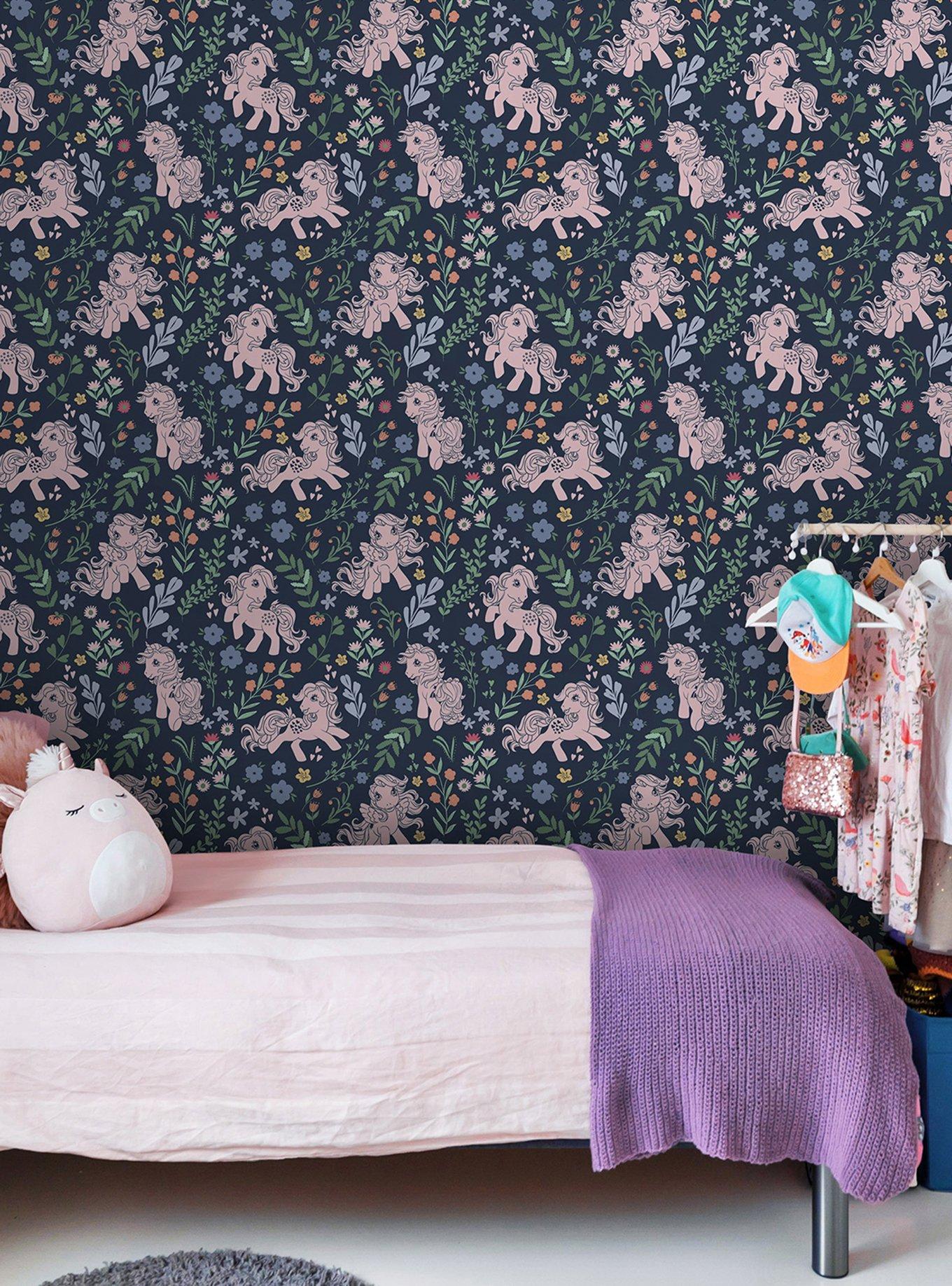 My Little Pony Retro Floral Blue Wallpaper, , alternate