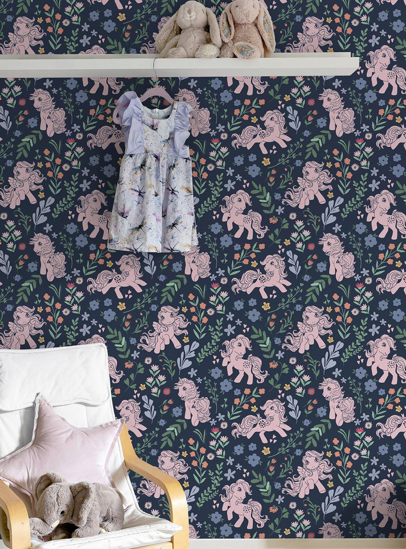 My Little Pony Retro Floral Blue Wallpaper, , alternate