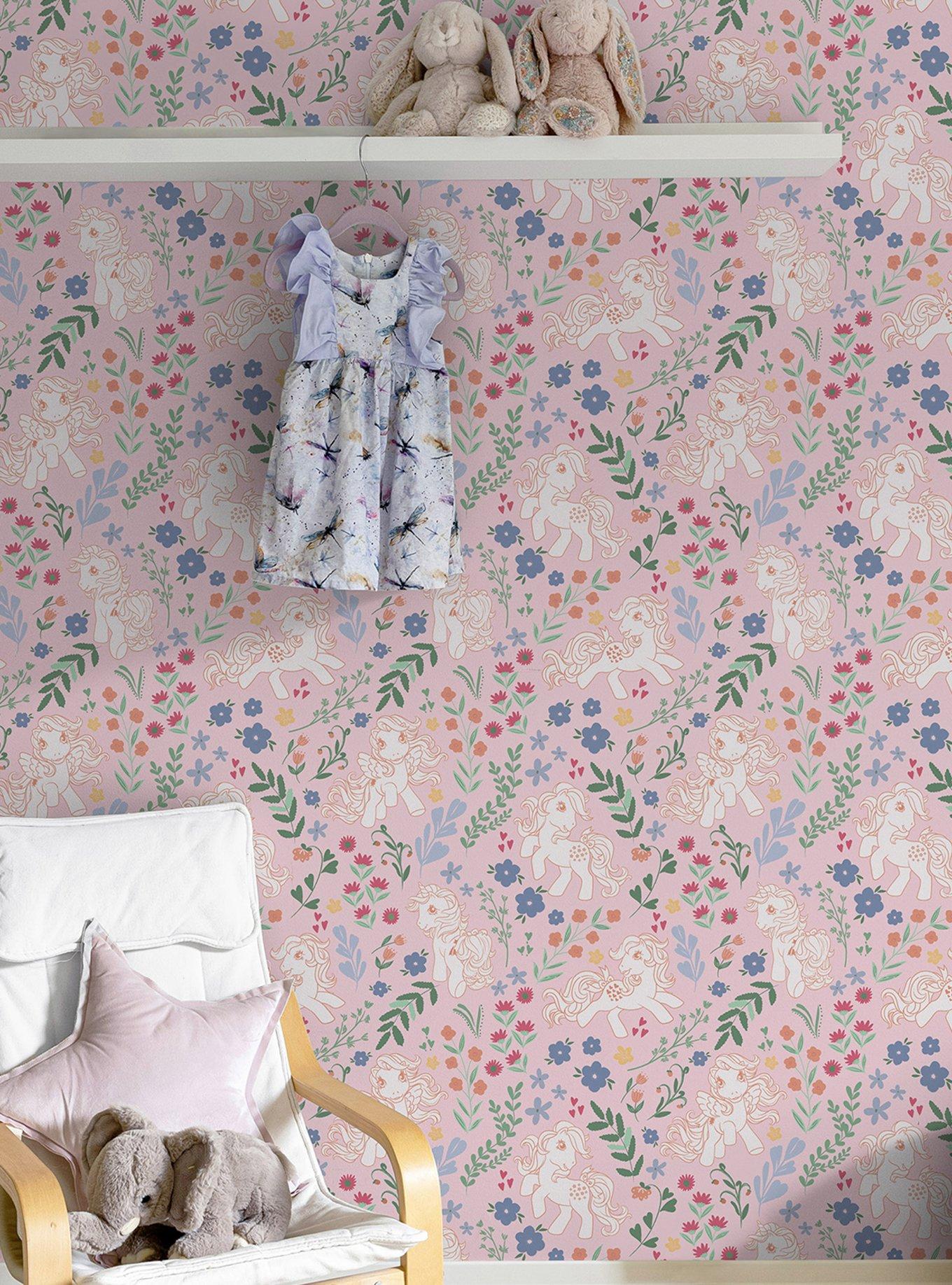 My Little Pony Retro Floral Pink Wallpaper, , alternate