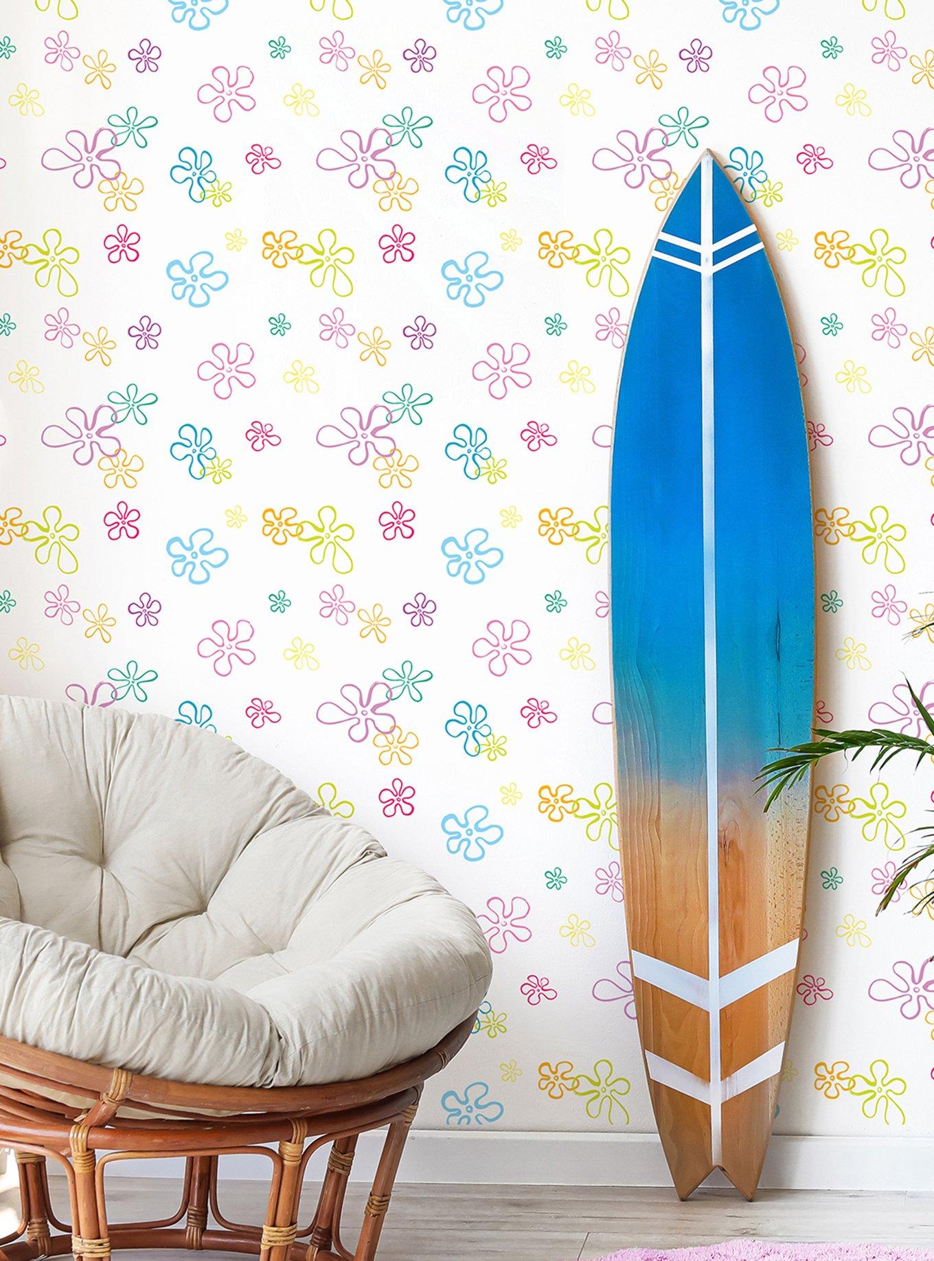 SpongeBob SquarePants Floral White Wallpaper, , alternate