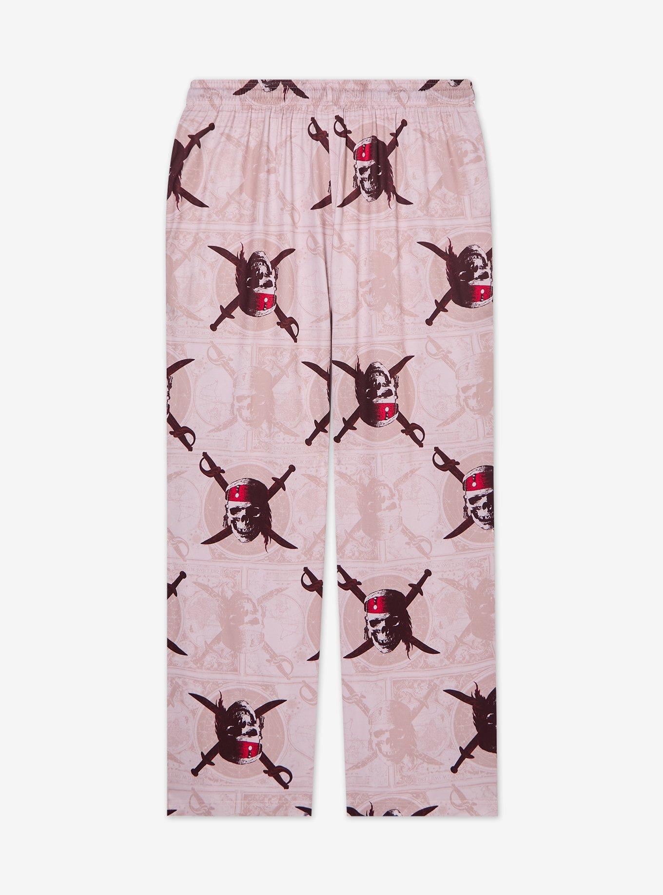 Disney Pirates of the Caribbean Jack Sparrow Jolly Roger Allover Print Sleep Pants - BoxLunch Exclusive, , hi-res